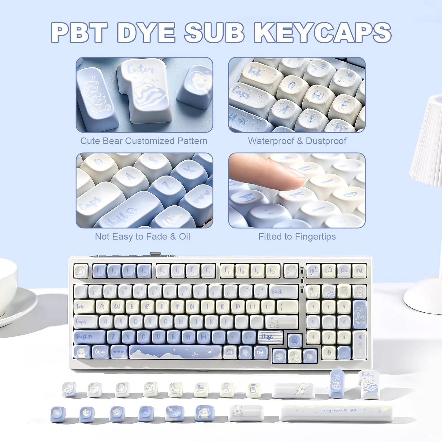 یونزی 132 کلید MOA، ست کلیدهای سفارشی PBT با چاپ سابلیمیشن برای پروفایل MOA، کلیدهای طرح خرس بامزه برای کیبوردهای مکانیکی گیمینگ با سوئیچ MX (آبی) یونزی 132 کلید MOA، ست کلیدهای سفارشی PBT با چاپ سابلیمیشن برای پروفایل MOA، کلیدهای طرح خرس بامزه برای کیبوردهای مکانیکی گیمینگ با سوئیچ MX (آبی)