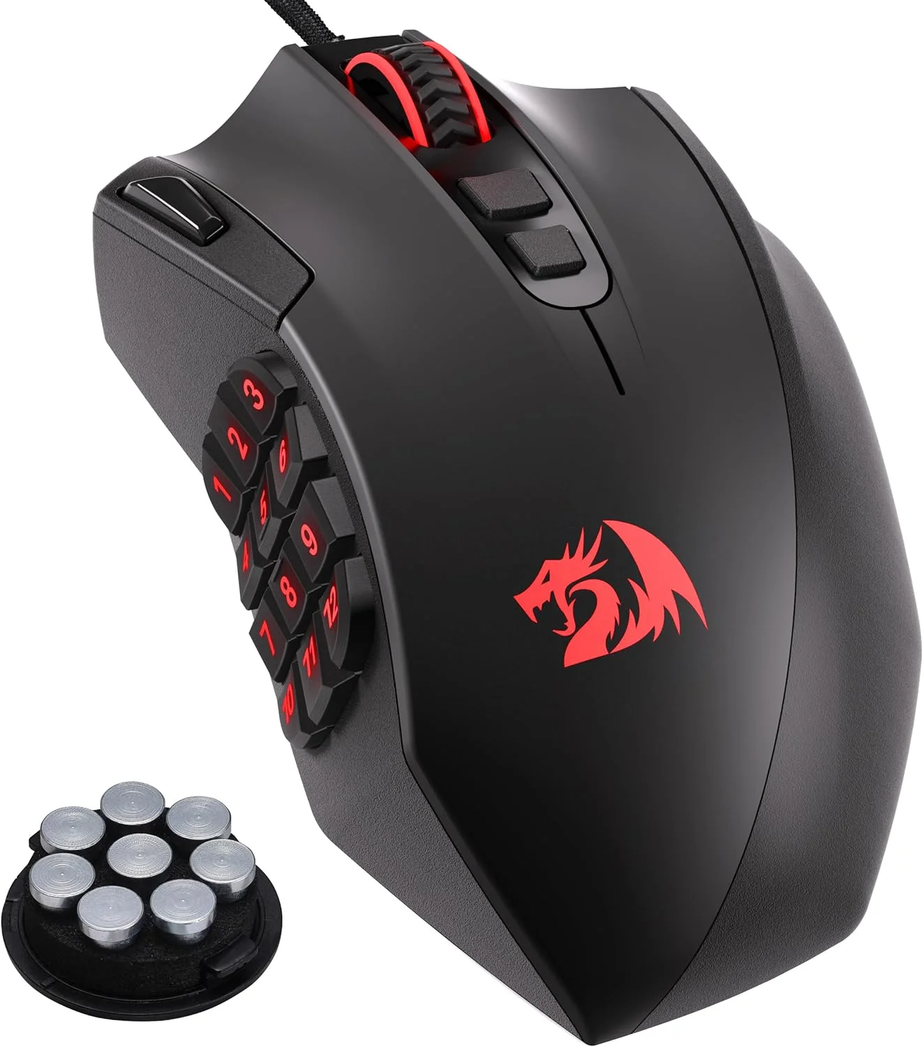 موس گیمینگ MMO رداگون M921، موس RGB سیمی با دقت بالا 12400 DPI با 18 دکمه قابل برنامه ریزی، 12 کلید ماکرو جانبی، پشتیبانی نرم افزاری برای لپ تاپ PC