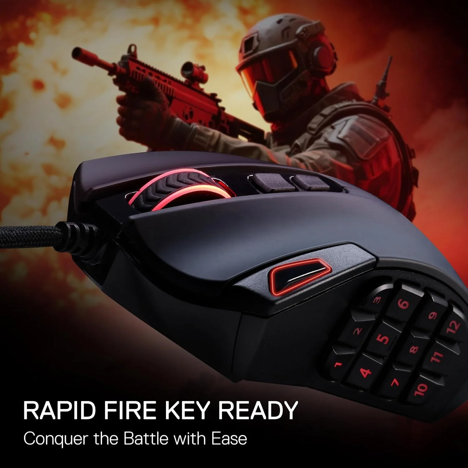 موس گیمینگ MMO رداگون M921، موس RGB سیمی با دقت بالا 12400 DPI با 18 دکمه قابل برنامه ریزی، 12 کلید ماکرو جانبی، پشتیبانی نرم افزاری برای لپ تاپ PC موس گیمینگ MMO رداگون M921، موس RGB سیمی با دقت بالا 12400 DPI با 18 دکمه قابل برنامه ریزی، 12 کلید ماکرو جانبی، پشتیبانی نرم افزاری برای لپ تاپ PC