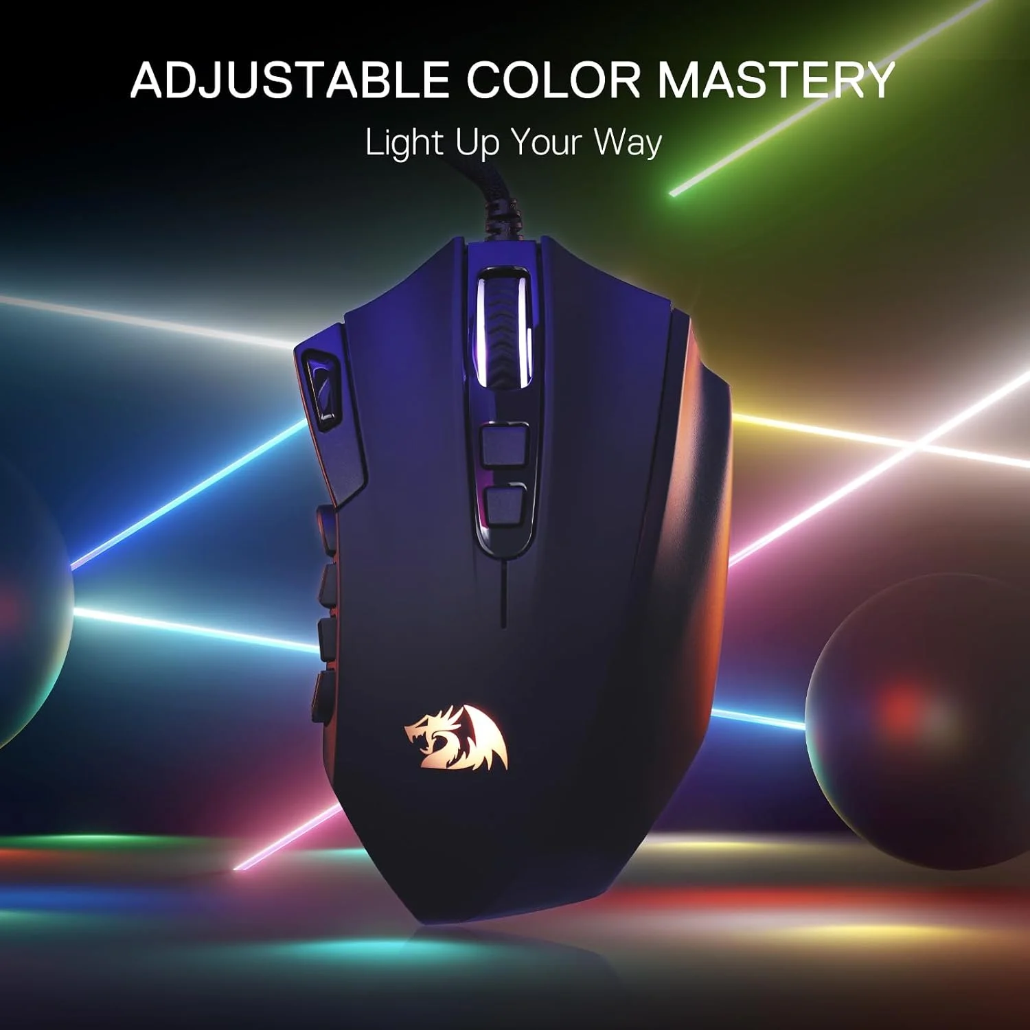 موس گیمینگ MMO رداگون M921، موس RGB سیمی با دقت بالا 12400 DPI با 18 دکمه قابل برنامه ریزی، 12 کلید ماکرو جانبی، پشتیبانی نرم افزاری برای لپ تاپ PC موس گیمینگ MMO رداگون M921، موس RGB سیمی با دقت بالا 12400 DPI با 18 دکمه قابل برنامه ریزی، 12 کلید ماکرو جانبی، پشتیبانی نرم افزاری برای لپ تاپ PC