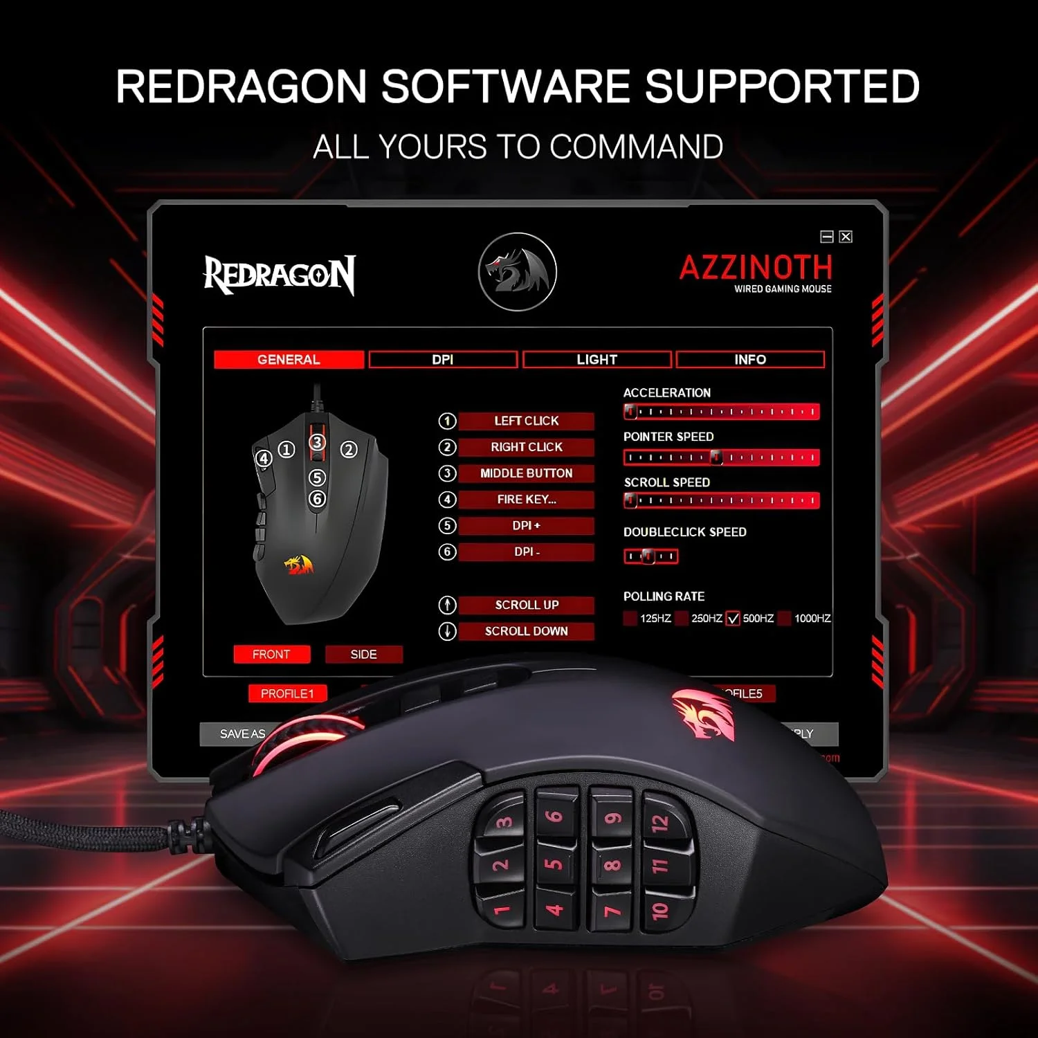 موس گیمینگ MMO رداگون M921، موس RGB سیمی با دقت بالا 12400 DPI با 18 دکمه قابل برنامه ریزی، 12 کلید ماکرو جانبی، پشتیبانی نرم افزاری برای لپ تاپ PC موس گیمینگ MMO رداگون M921، موس RGB سیمی با دقت بالا 12400 DPI با 18 دکمه قابل برنامه ریزی، 12 کلید ماکرو جانبی، پشتیبانی نرم افزاری برای لپ تاپ PC