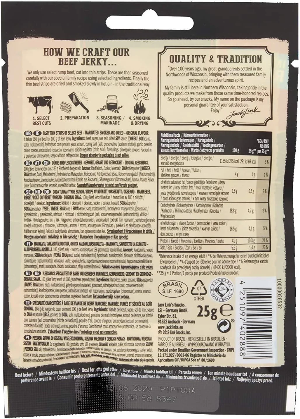 گوشت گاو خشک جک لینکز اورجینال - اسنک گوشتی پر پروتئین - گوشت گاو حلال خشک شده - 1X25 گرم گوشت گاو خشک جک لینکز اورجینال - اسنک گوشتی پر پروتئین - گوشت گاو حلال خشک شده - 1X25 گرم