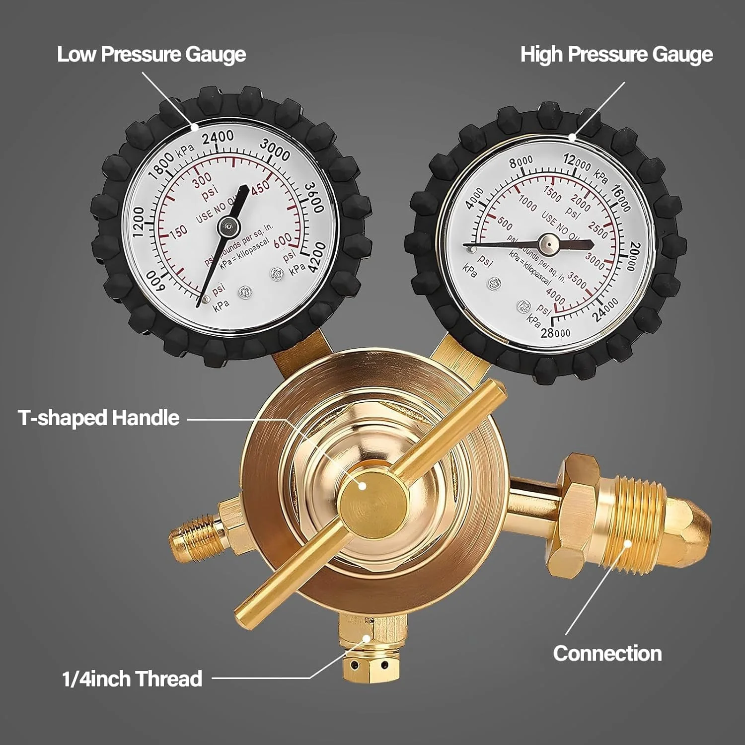 رگولاتور نیتروژن THE WHITE SHOP - گیج نیتروژن با شیلنگ، تجهیزات فشار تحویلی 0-600 PSI اتصالات ورودی و خروجی برنجی رگولاتور نیتروژن THE WHITE SHOP - گیج نیتروژن با شیلنگ، تجهیزات فشار تحویلی 0-600 PSI اتصالات ورودی و خروجی برنجی