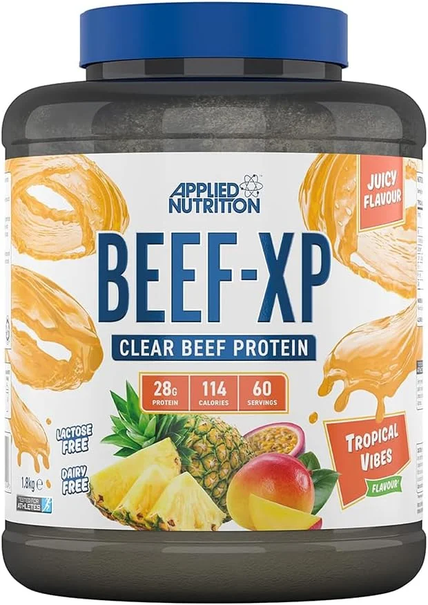پروتئین ایزوله گوشت گاو BEEF-XP Clear، ۱.۸ کیلوگرم (۶۰ سروینگ)، پودر پروتئین گوشت گاو بدون لبنیات، بدون لاکتوز، بدون شکر، کم چرب، Tropical Vibes پروتئین ایزوله گوشت گاو BEEF-XP Clear، ۱.۸ کیلوگرم (۶۰ سروینگ)، پودر پروتئین گوشت گاو بدون لبنیات، بدون لاکتوز، بدون شکر، کم چرب، Tropical Vibes