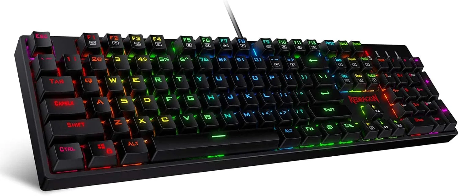کیبورد گیمینگ مکانیکی نور پس زمینه RGB رداگون K582 SURARA با 104 کلید - سوییچ قرمز خطی و بی صدا کیبورد گیمینگ مکانیکی نور پس زمینه RGB رداگون K582 SURARA با 104 کلید - سوییچ قرمز خطی و بی صدا