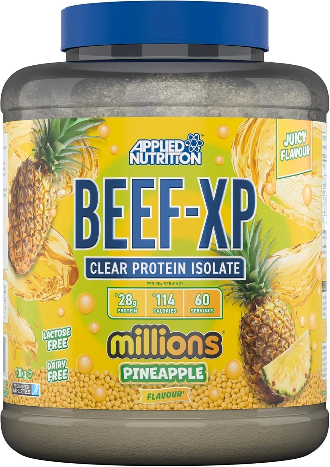 Beef XP - پروتئین ایزوله هیدرولیز شده شفاف، به سبک آب میوه، پودر پروتئین گوشت گاو بدون لبنیات، بدون لاکتوز، بدون شکر، کم چرب، 1.8 کیلوگرم - 60 سروینگ (آناناس میلیون ها) Beef XP - پروتئین ایزوله هیدرولیز شده شفاف، به سبک آب میوه، پودر پروتئین گوشت گاو بدون لبنیات، بدون لاکتوز، بدون شکر، کم چرب، 1.8 کیلوگرم - 60 سروینگ (آناناس میلیون ها)