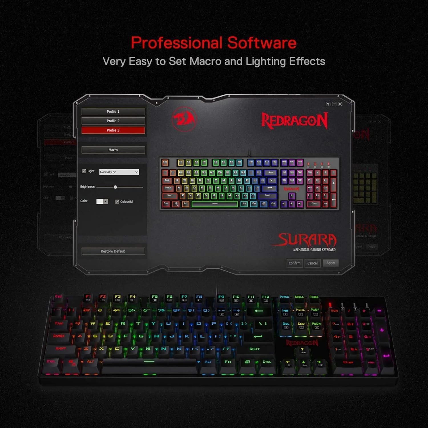 کیبورد گیمینگ مکانیکی نور پس زمینه RGB رداگون K582 SURARA با 104 کلید - سوییچ قرمز خطی و بی صدا کیبورد گیمینگ مکانیکی نور پس زمینه RGB رداگون K582 SURARA با 104 کلید - سوییچ قرمز خطی و بی صدا