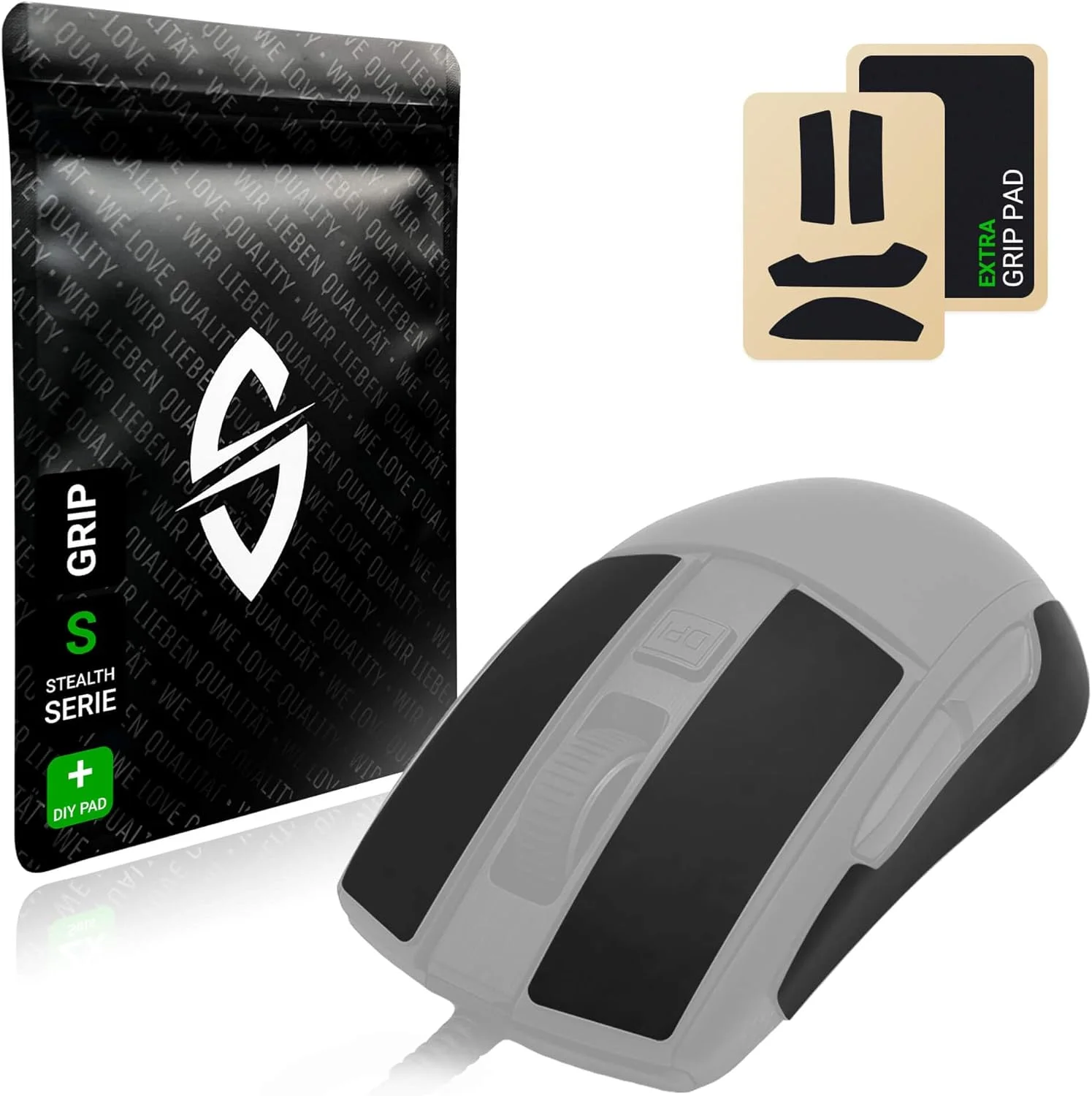 ست نوار چسب SensoryBoost Grip برای Roccat Burst Core & Pro + پد اضافی DIY، استیکرهای ضد لغزش، جذب کننده عرق، بدون ساختار، فوق العاده نازک (0.6 میلی متر) - لوازم جانبی بازی، مشکی