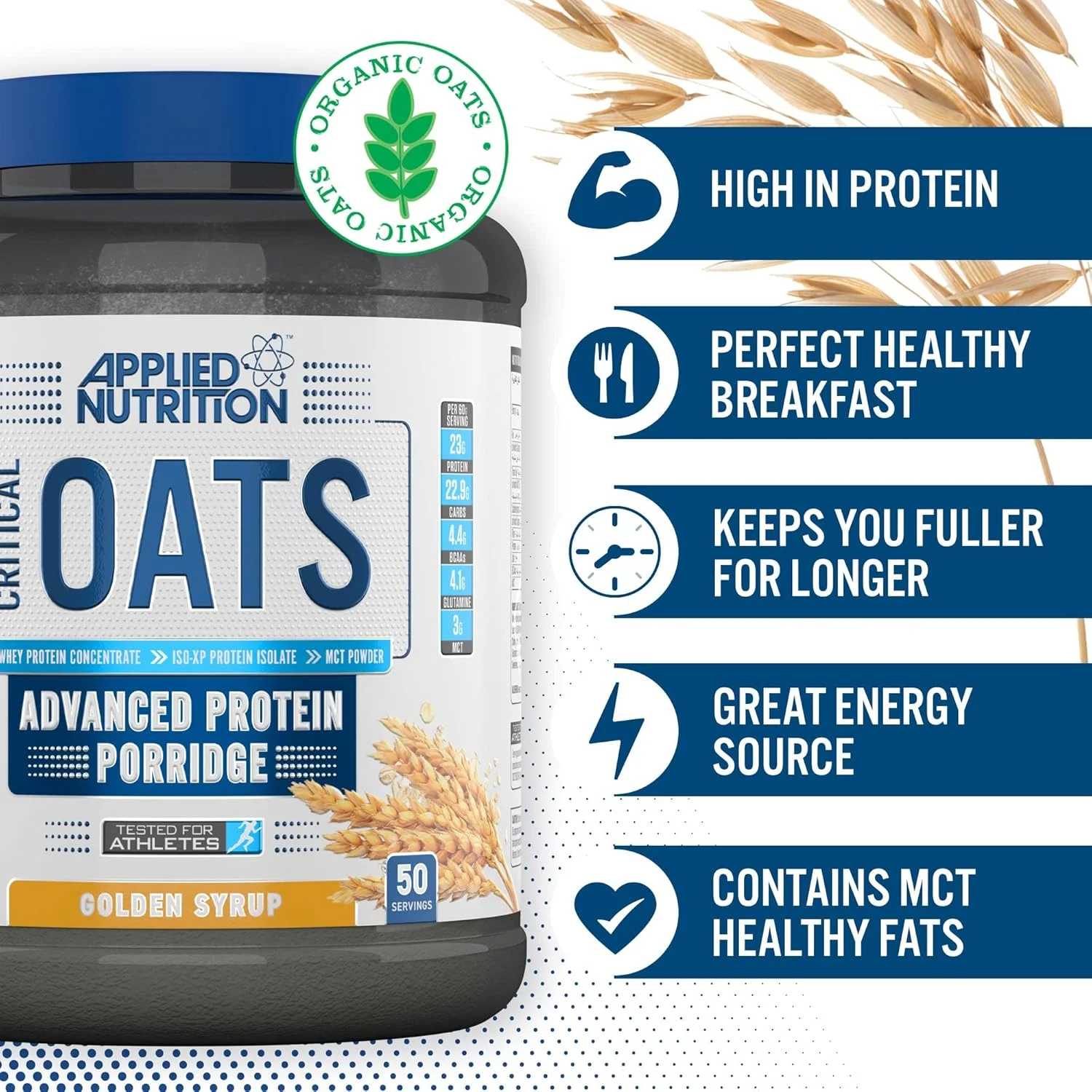 جو دوسر پروتئینی Applied Nutrition Critical Oats - فرنی با پروتئین وی ایزوله ISO-XP، صبحانه سالم و میان وعده پروتئینی بالا (3 کیلوگرم - 50 سروینگ) (موز) جو دوسر پروتئینی Applied Nutrition Critical Oats - فرنی با پروتئین وی ایزوله ISO-XP، صبحانه سالم و میان وعده پروتئینی بالا (3 کیلوگرم - 50 سروینگ) (موز)