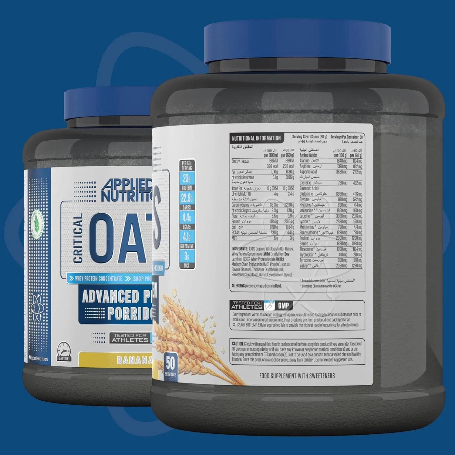 جو دوسر پروتئینی Applied Nutrition Critical Oats - فرنی با پروتئین وی ایزوله ISO-XP، صبحانه سالم و میان وعده پروتئینی بالا (3 کیلوگرم - 50 سروینگ) (موز) جو دوسر پروتئینی Applied Nutrition Critical Oats - فرنی با پروتئین وی ایزوله ISO-XP، صبحانه سالم و میان وعده پروتئینی بالا (3 کیلوگرم - 50 سروینگ) (موز)