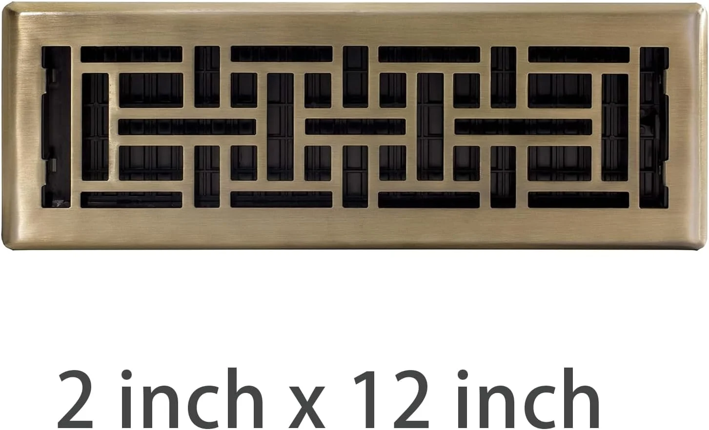 دریچه هوا فروشگاه THE WHITE SHOP، توری های تزئینی 2 × 12 اینچی، توری تهویه کف شرقی، پوشش توری پرداخت شده برنز شرقی، پوشش گردش هوا، پرداخت برنجی عتیقه