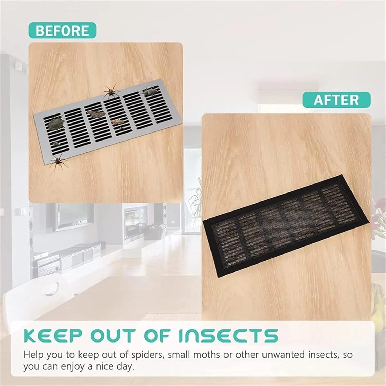 دریچه هوا 4 عددی THE WHITE SHOP، توری دریچه هوا مستطیلی مغناطیسی PVC 10" x 4"، پوشش توری دریچه کف، صفحه دریچه پلاستیکی برای دیوار، سقف، کف، گرفتن زباله، مو، حشرات، مشکی دریچه هوا 4 عددی THE WHITE SHOP، توری دریچه هوا مستطیلی مغناطیسی PVC 10" x 4"، پوشش توری دریچه کف، صفحه دریچه پلاستیکی برای دیوار، سقف، کف، گرفتن زباله، مو، حشرات، مشکی