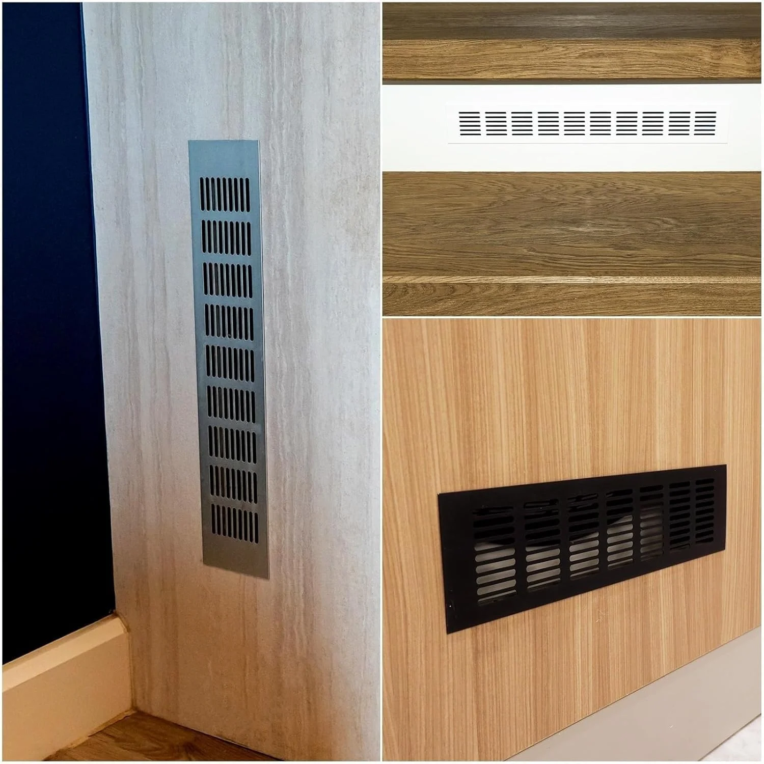 THE WHITE SHOP 4 عدد دریچه تهویه مستطیلی توری آلیاژ آلومینیوم پوشش دریچه هوا دریچه دار برای کابینت کمد کمد کفش (اندازه: 80X400MM) THE WHITE SHOP 4 عدد دریچه تهویه مستطیلی توری آلیاژ آلومینیوم پوشش دریچه هوا دریچه دار برای کابینت کمد کمد کفش (اندازه: 80X400MM)