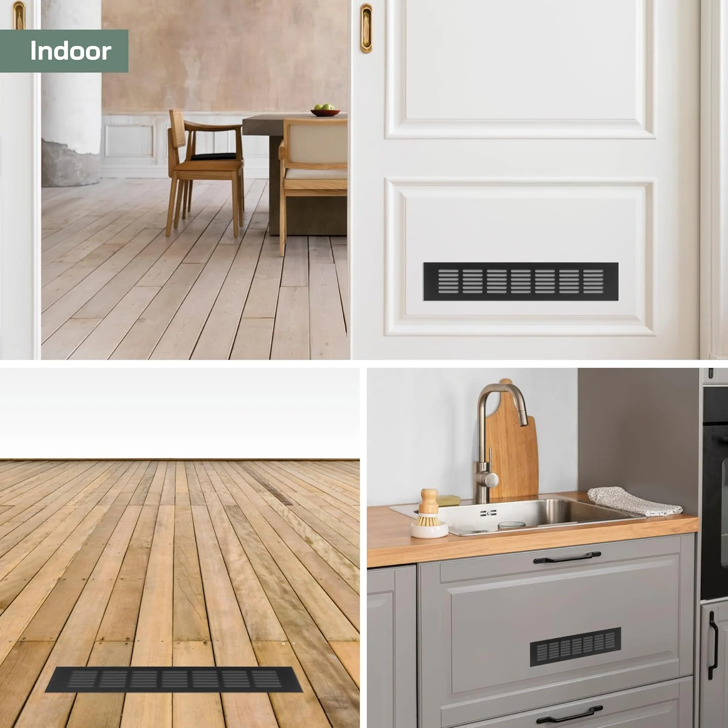 THE WHITE SHOP 4 عدد دریچه تهویه مستطیلی توری آلیاژ آلومینیوم پوشش دریچه هوا دریچه دار برای کابینت کمد کمد کفش (اندازه: 80X400MM) THE WHITE SHOP 4 عدد دریچه تهویه مستطیلی توری آلیاژ آلومینیوم پوشش دریچه هوا دریچه دار برای کابینت کمد کمد کفش (اندازه: 80X400MM)