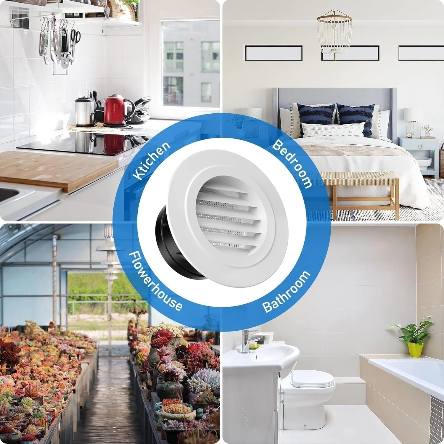 دریچه گرد هواکش THE WHITE SHOP با توری محافظ حشرات، مناسب برای هواکش حمام، دفتر کار و منزل دریچه گرد هواکش THE WHITE SHOP با توری محافظ حشرات، مناسب برای هواکش حمام، دفتر کار و منزل