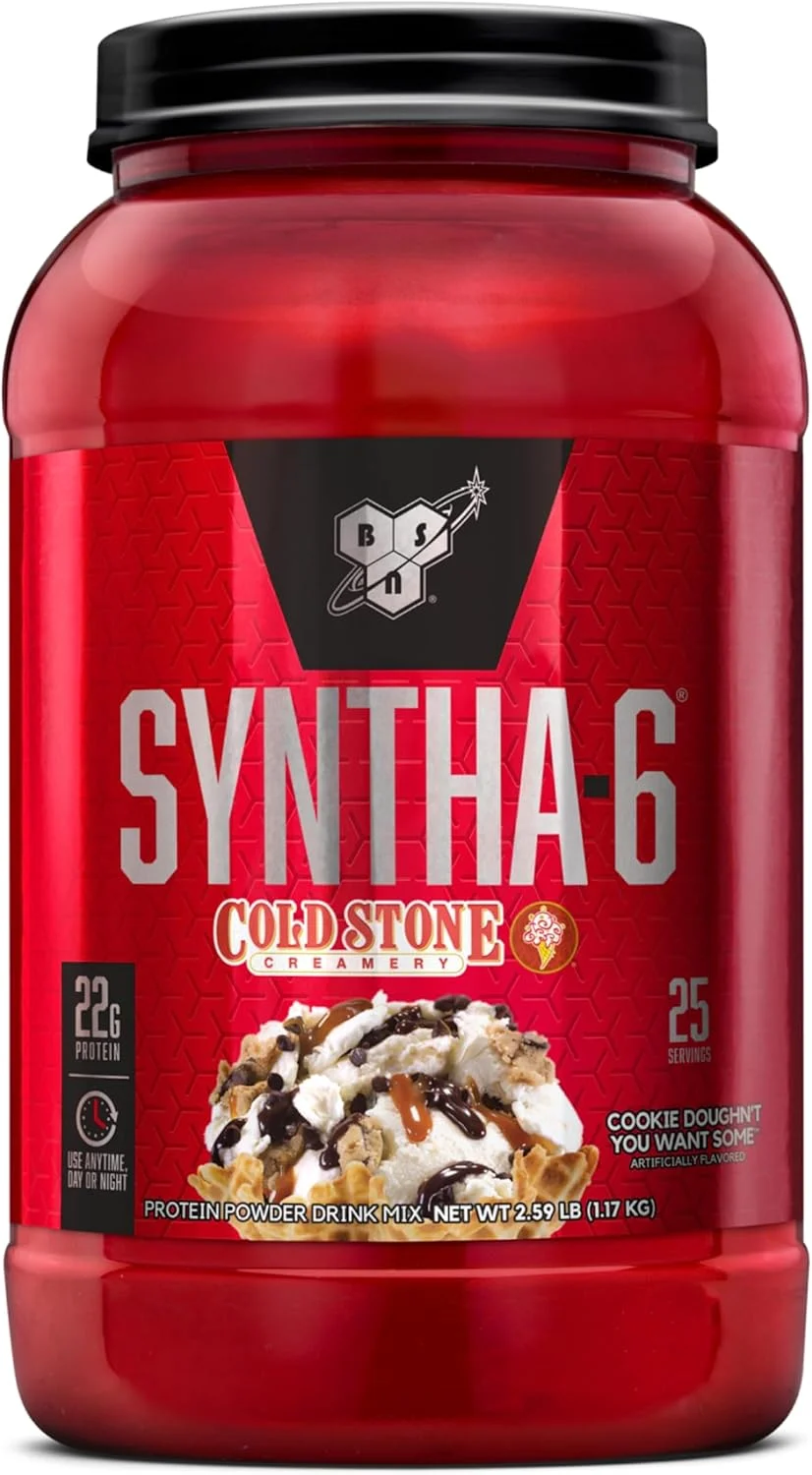 پودر پروتئین وی BSN Syntha-6، کلد استون کرمری - Cookie Doughn't You Want Some، کازئین میسلار، پودر پروتئین ایزوله شیر، 25 سروینگ پودر پروتئین وی BSN Syntha-6، کلد استون کرمری - Cookie Doughn't You Want Some، کازئین میسلار، پودر پروتئین ایزوله شیر، 25 سروینگ