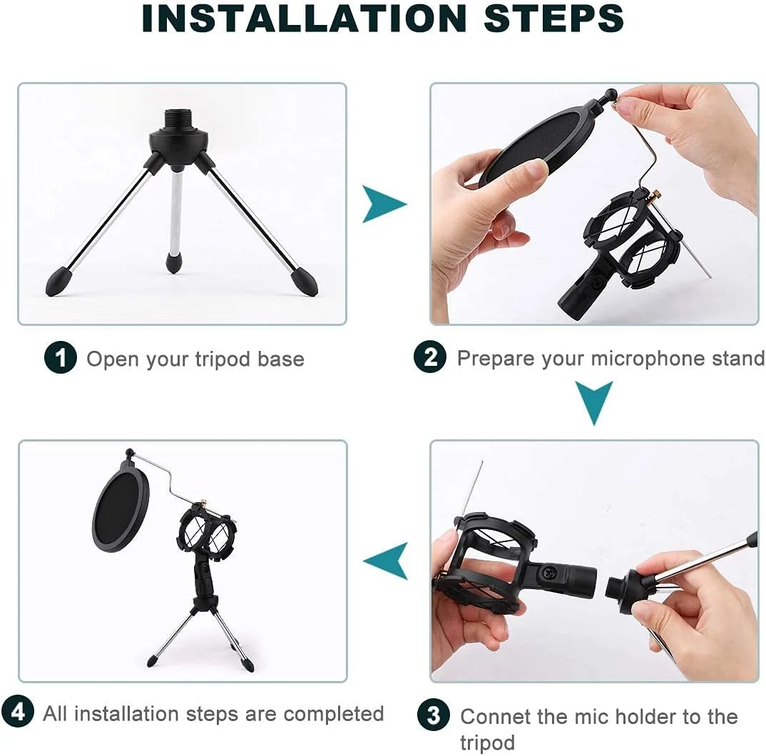 پایه میکروفون رومیزی کوچک eWINNER با لرزه گیر، نگهدارنده میکروفون، کیت فیلتر پاپ توری دوتایی برای ضبط استودیویی، پخش آنلاین، چت، آواز خواندن، جلسه، پخش زنده/پادکست/جلسات سخنرانی پایه میکروفون رومیزی کوچک eWINNER با لرزه گیر، نگهدارنده میکروفون، کیت فیلتر پاپ توری دوتایی برای ضبط استودیویی، پخش آنلاین، چت، آواز خواندن، جلسه، پخش زنده/پادکست/جلسات سخنرانی