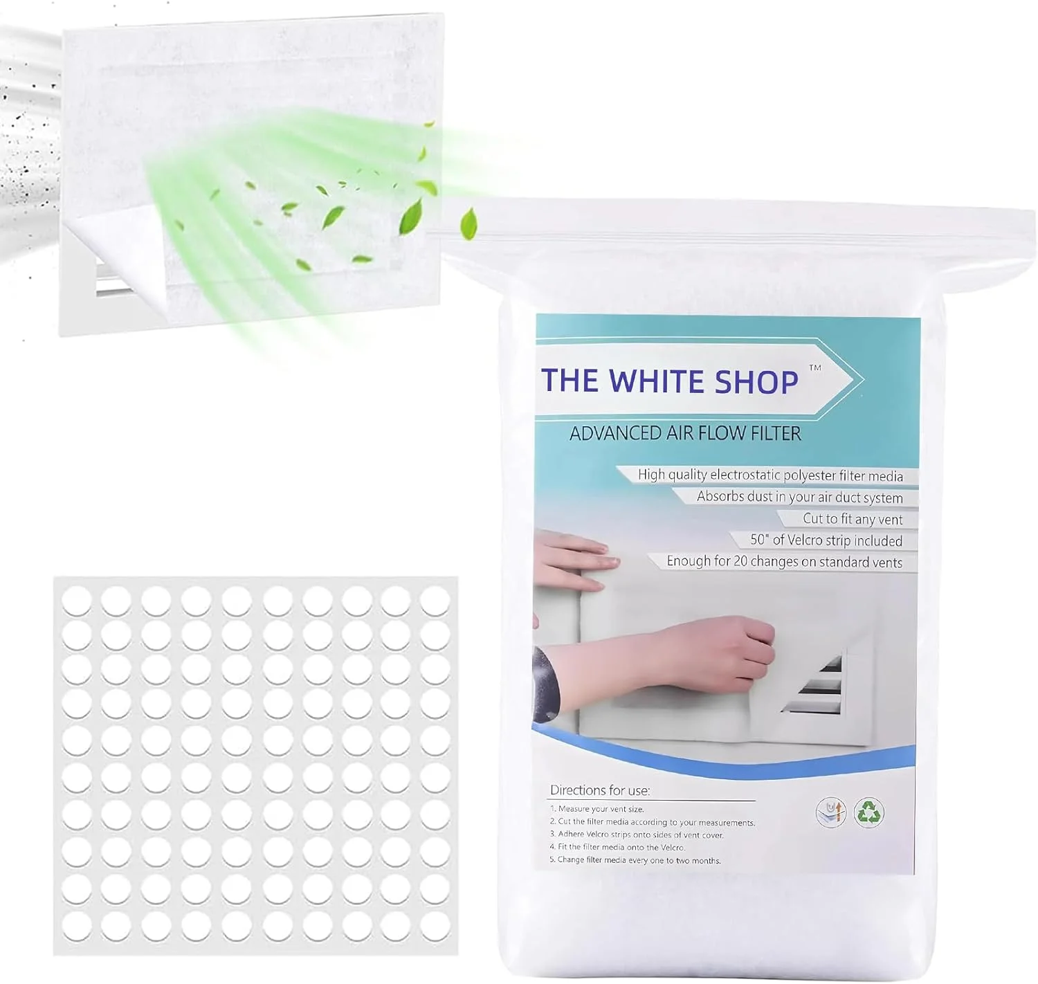 فیلتر دریچه هوا THE WHITE SHOP، 20 عدد، 71" X 16"، کاغذ فیلتر دریچه هوا، توری ضد گرد و غبار، صافی، فیلتراسیون دریچه تهویه مطبوع، فیلتر بهبود کیفیت هوا، جایگزینی فیلتر برای ورودی HVAC AC و گرمایش