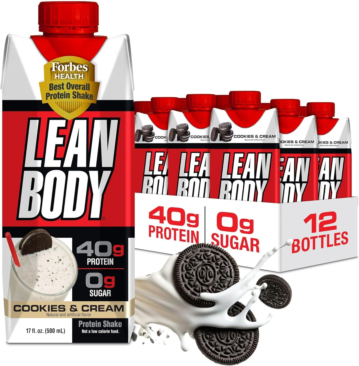 نوشیدنی پروتئینی آماده مصرف لابرادا Lean Body با طعم کوکی و خامه، 40 گرم پروتئین، ترکیب وی، بدون شکر، بدون گلوتن، 22 ویتامین و مواد معدنی، (کارتن و درب قابل بازیافت - بسته 12 عددی)