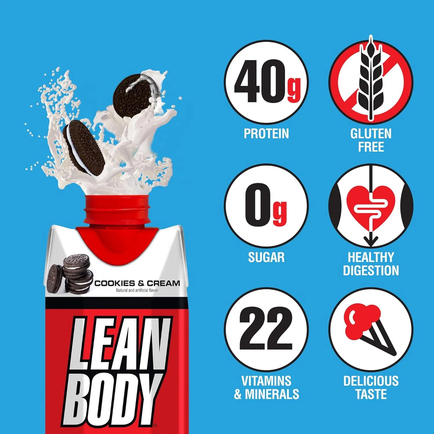 نوشیدنی پروتئینی آماده مصرف لابرادا Lean Body با طعم کوکی و خامه، 40 گرم پروتئین، ترکیب وی، بدون شکر، بدون گلوتن، 22 ویتامین و مواد معدنی، (کارتن و درب قابل بازیافت - بسته 12 عددی) نوشیدنی پروتئینی آماده مصرف لابرادا Lean Body با طعم کوکی و خامه، 40 گرم پروتئین، ترکیب وی، بدون شکر، بدون گلوتن، 22 ویتامین و مواد معدنی، (کارتن و درب قابل بازیافت - بسته 12 عددی)