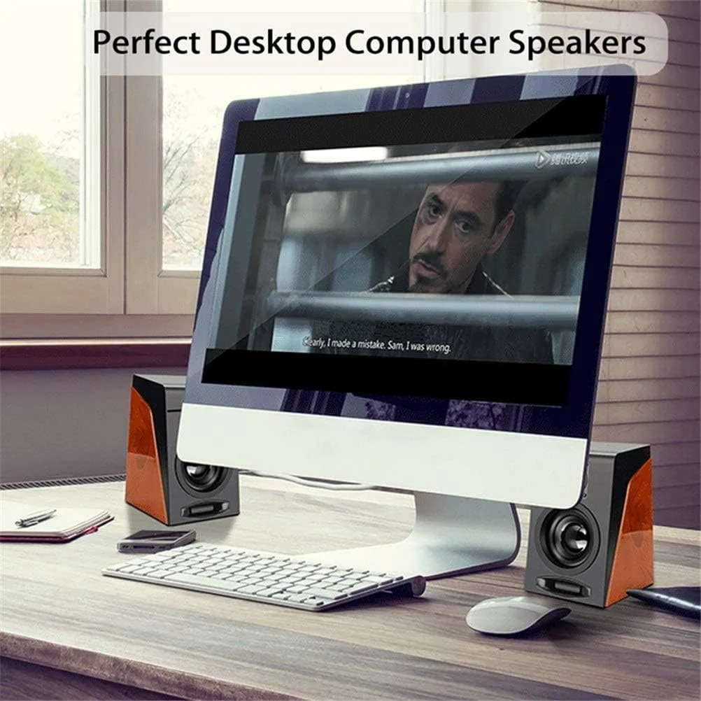 اسپیکر کامپیوتر BREAUX با صدای استریو فراگیر، USB سیمی، اسپیکر چند رسانه ای برای کامپیوتر/لپ تاپ/تلفن هوشمند