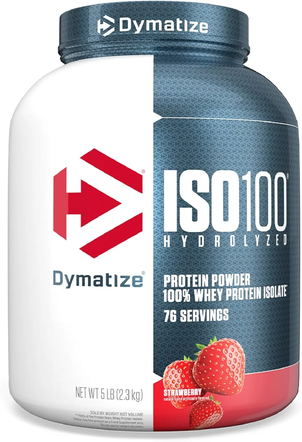 پروتئین وی ایزوله دایماتیز ISO 100 بدون کربوهیدرات با طعم توت فرنگی، 5 پوند
