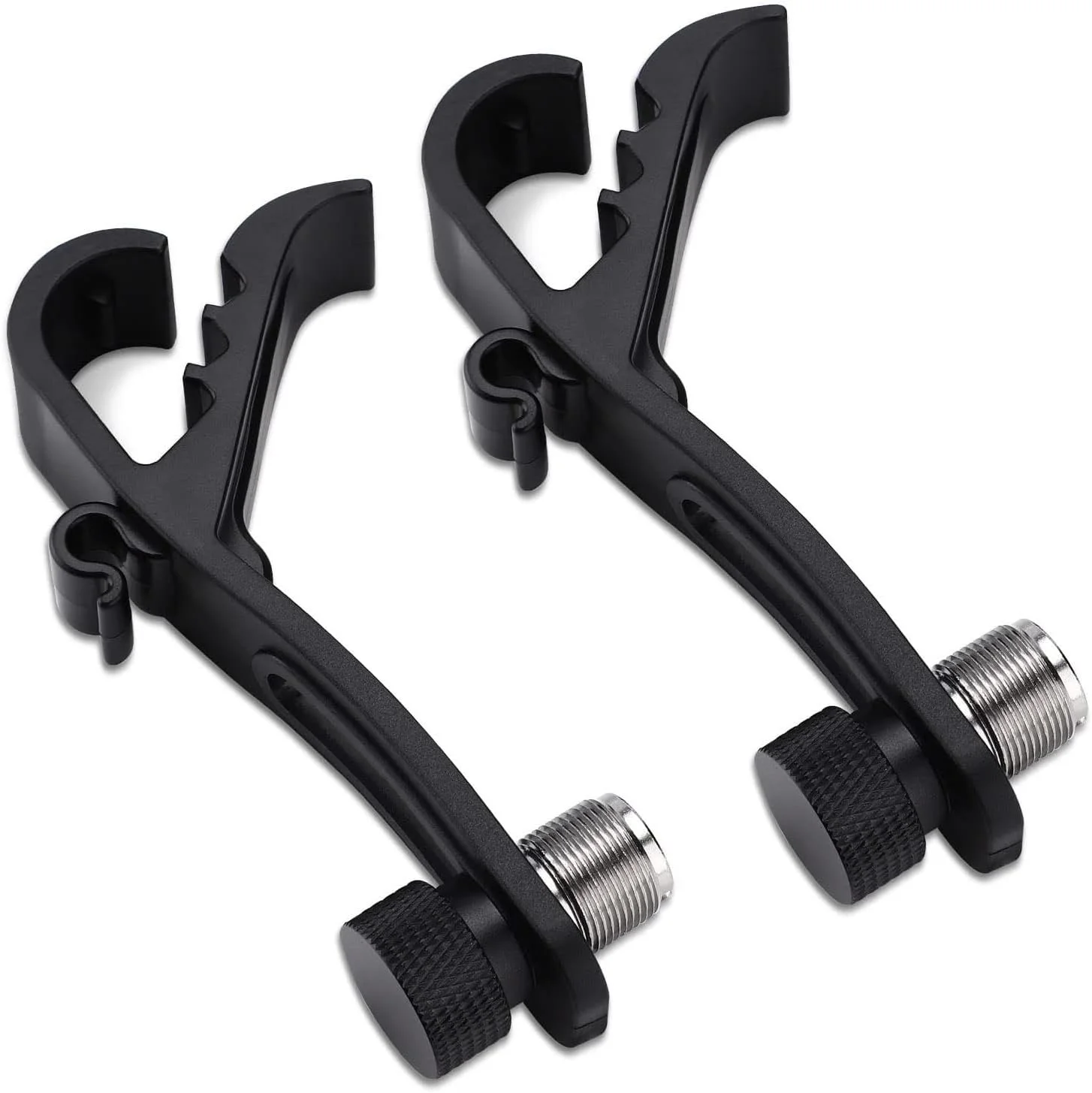 2 عدد گیره میکروفون درام قابل تنظیم، نگهدارنده های ضد ضربه میکروفون برای ضبط حرفه ای درام، گیره میکروفون ایمن برای سازهای کوبه ای، لوازم جانبی بادوام پایه میکروفون