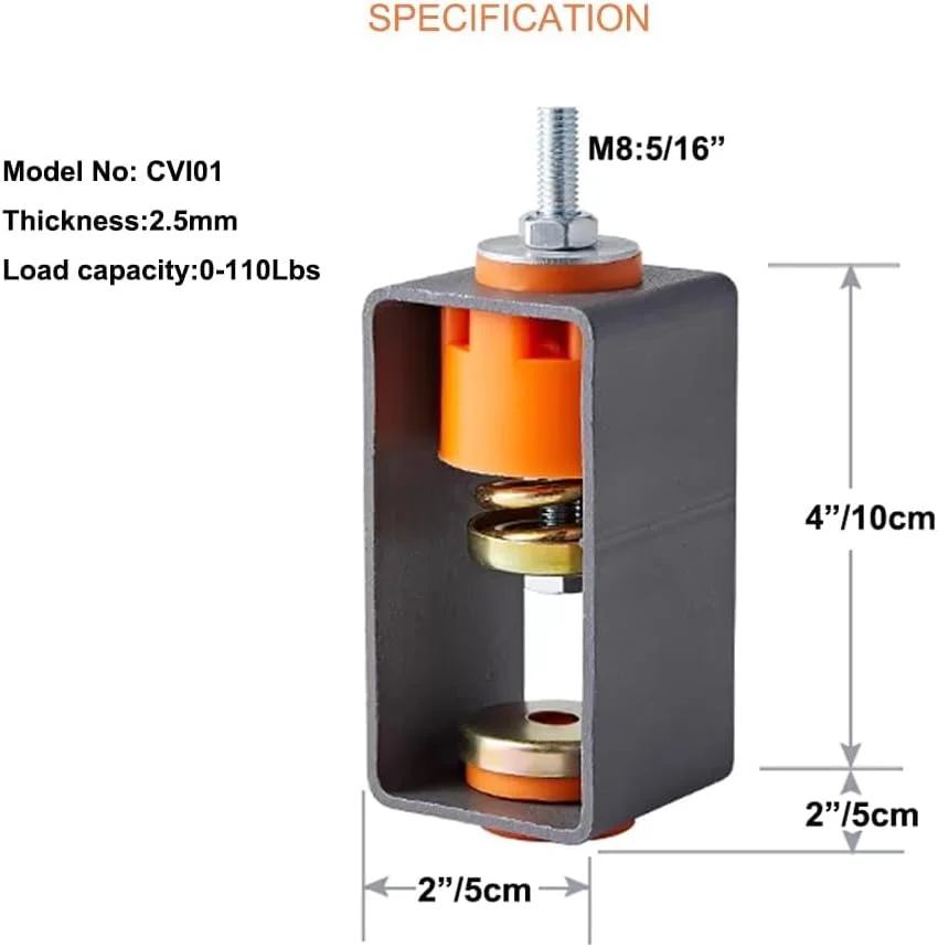پایه های ضد لرزش سقفی، بسته 4 عددی آویز عایق لرزش فنری، ظرفیت 110 پوند، کمک فنر فنری نصب شده در بالا، آویز عایق لرزش سقفی برای استودیوها، اتاق KTV، بارها