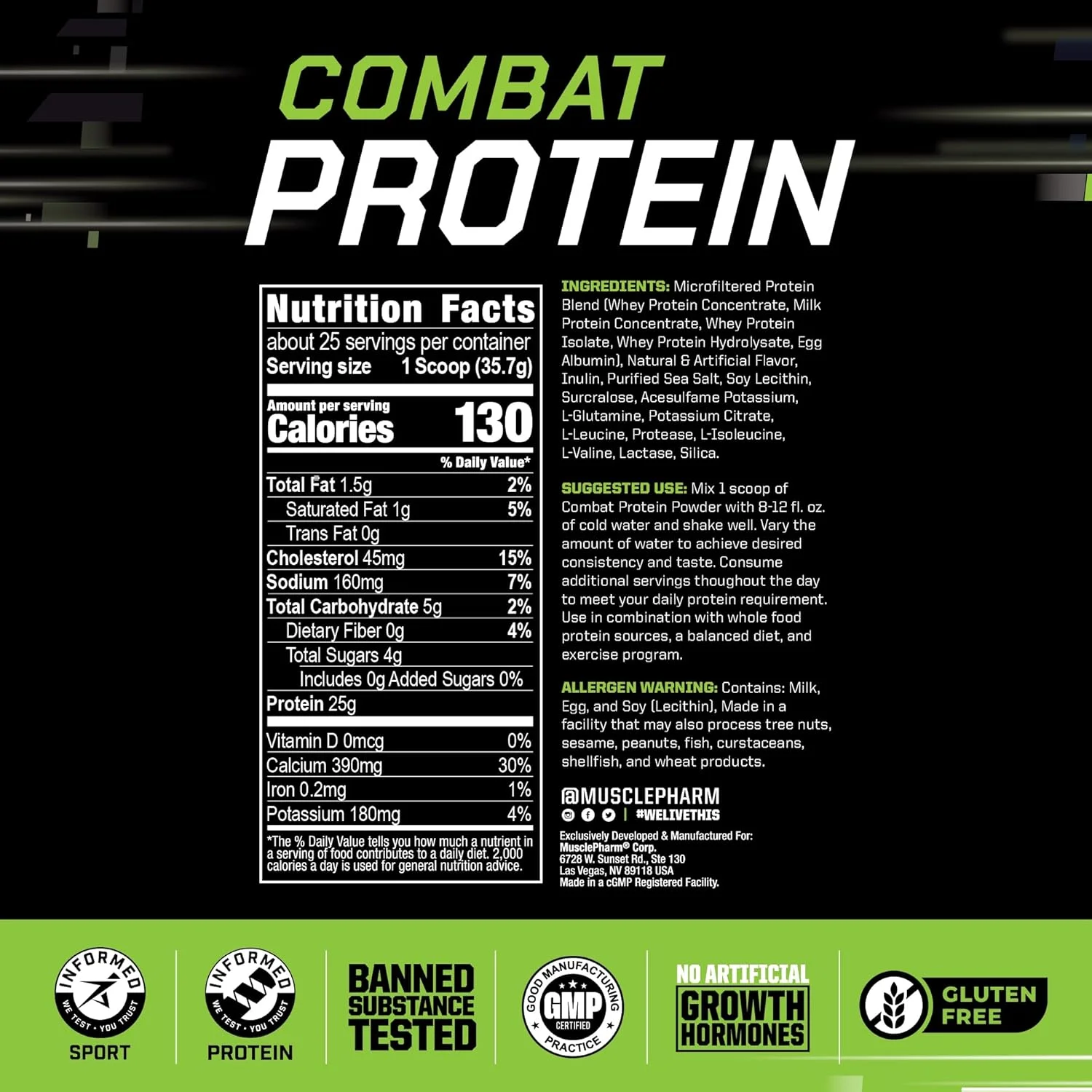 پودر پروتئین کامبت MusclePharm، طعم وانیل، سوخت رسانی به عضلات برای تمرینات سازنده، 5 منبع پروتئینی شامل پروتئین وی ایزوله و آلبومین تخم مرغ، بدون گلوتن، 2 پوند، 25 سروینگ پودر پروتئین کامبت MusclePharm، طعم وانیل، سوخت رسانی به عضلات برای تمرینات سازنده، 5 منبع پروتئینی شامل پروتئین وی ایزوله و آلبومین تخم مرغ، بدون گلوتن، 2 پوند، 25 سروینگ