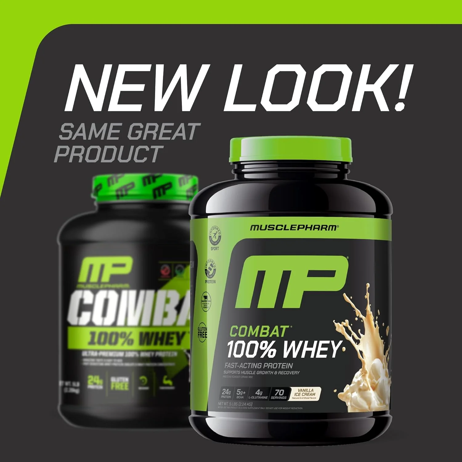 پودر پروتئین وی MusclePharm Combat 100% Whey، پروتئین وی عضله ساز، وانیلی، 5 پوند، 73 سروینگ