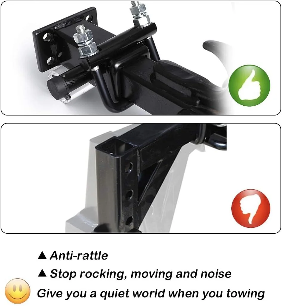 گیره ضد لرزش و سفت کننده اتصال تریلر، تثبیت کننده فولادی سنگین 2 اینچی برای حمل بار بی صدا، باربند دوچرخه و پایه توپ تریلر - کاهش صدا و بهبود ثبات