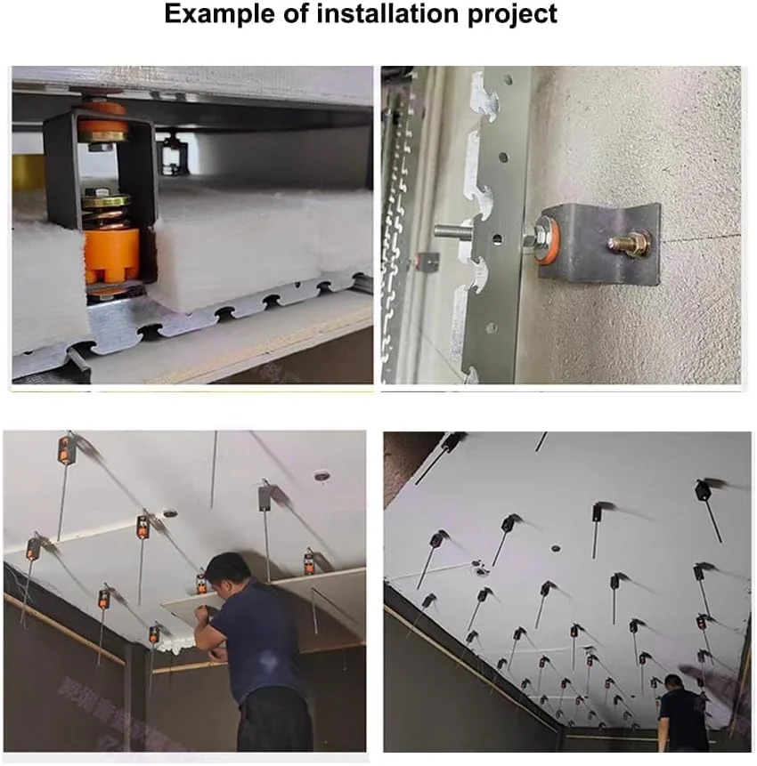 پایه های ضد لرزش سقفی، بسته 4 عددی آویز عایق لرزش فنری، ظرفیت 110 پوند، کمک فنر فنری نصب شده در بالا، آویز عایق لرزش سقفی برای استودیوها، اتاق KTV، بارها