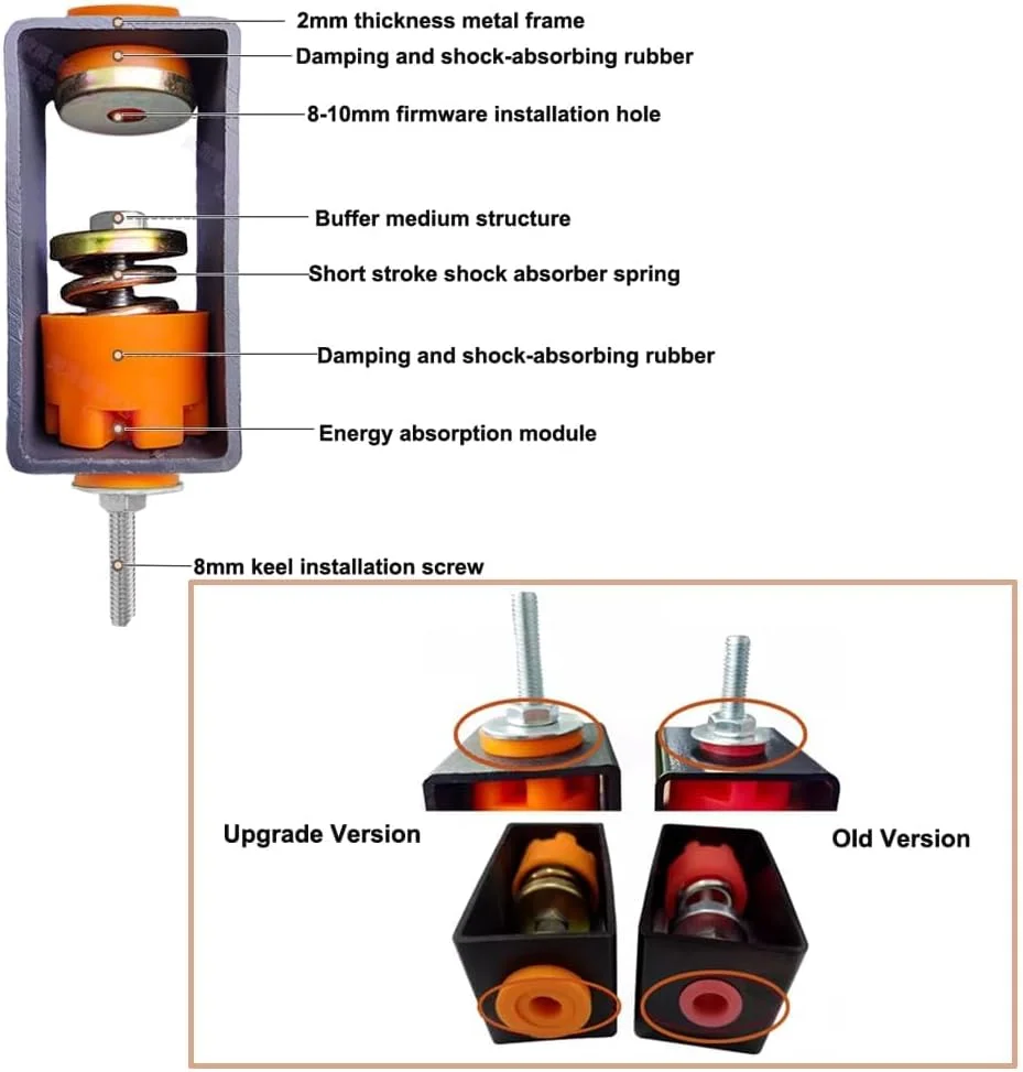 پایه های ضد لرزش سقفی، بسته 4 عددی آویز عایق لرزش فنری، ظرفیت 110 پوند، کمک فنر فنری نصب شده در بالا، آویز عایق لرزش سقفی برای استودیوها، اتاق KTV، بارها