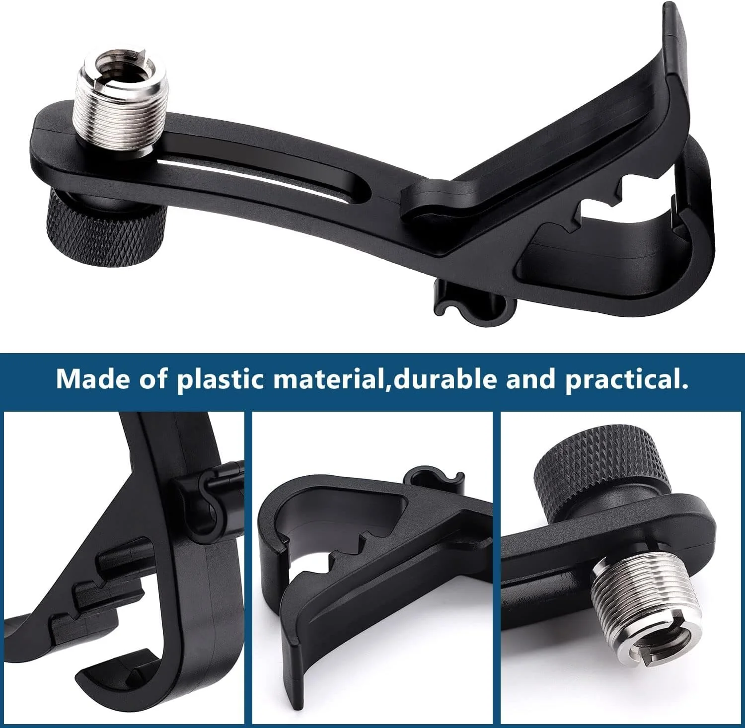 2 عدد گیره میکروفون درام قابل تنظیم، نگهدارنده های ضد ضربه میکروفون برای ضبط حرفه ای درام، گیره میکروفون ایمن برای سازهای کوبه ای، لوازم جانبی بادوام پایه میکروفون