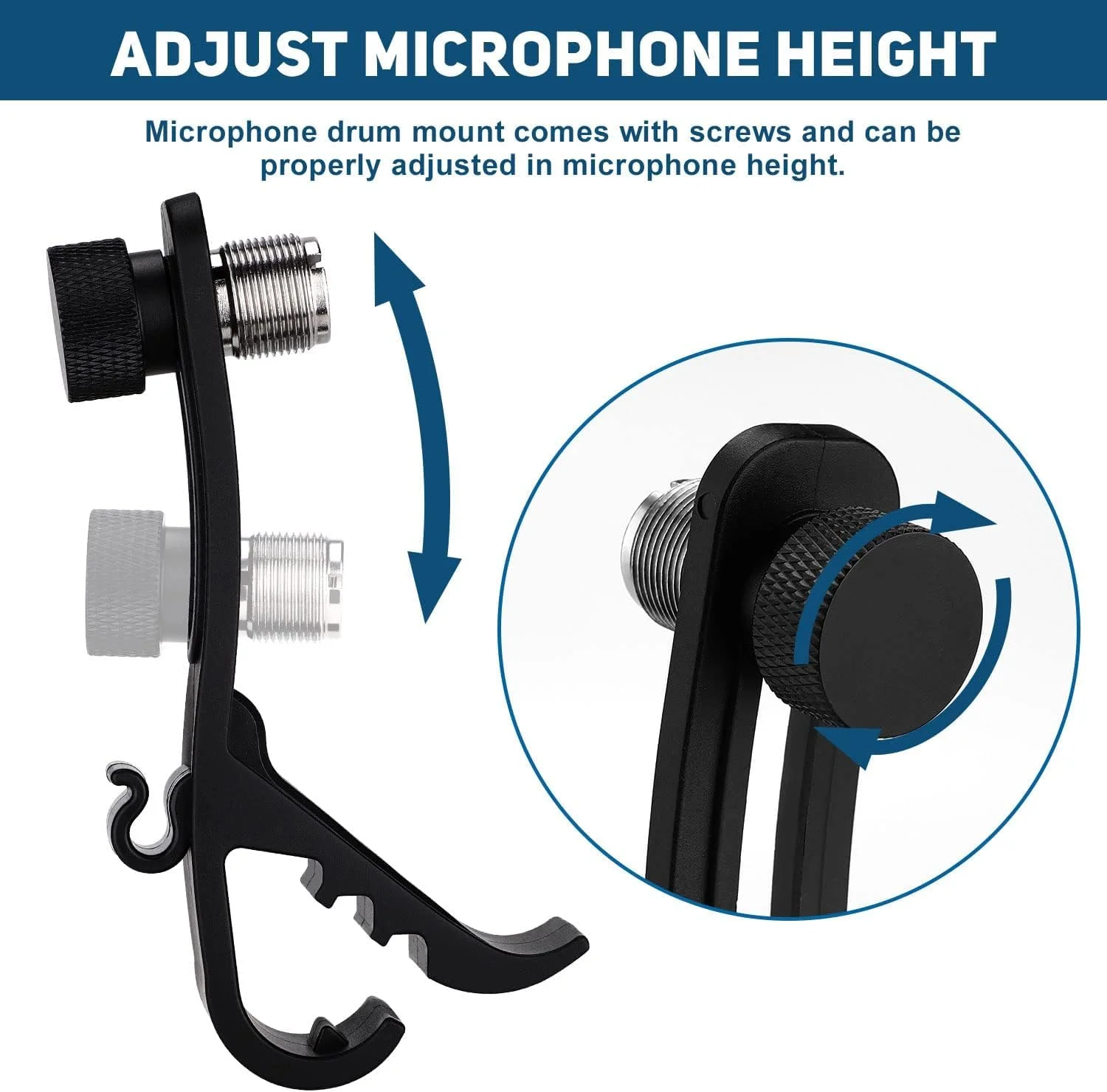 2 عدد گیره میکروفون درام قابل تنظیم، نگهدارنده های ضد ضربه میکروفون برای ضبط حرفه ای درام، گیره میکروفون ایمن برای سازهای کوبه ای، لوازم جانبی بادوام پایه میکروفون