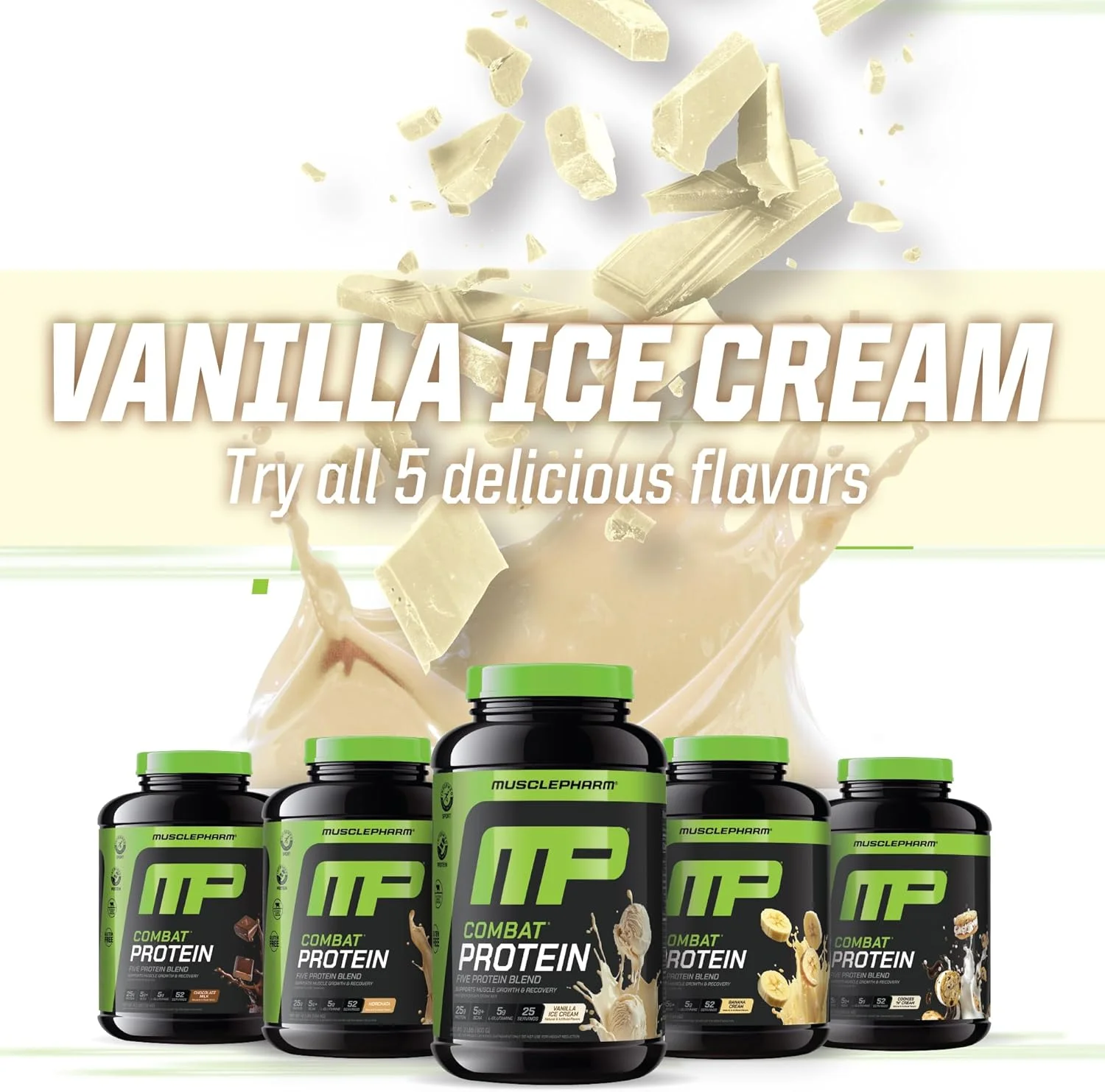 پودر پروتئین کامبت MusclePharm، طعم وانیل، سوخت رسانی به عضلات برای تمرینات سازنده، 5 منبع پروتئینی شامل پروتئین وی ایزوله و آلبومین تخم مرغ، بدون گلوتن، 2 پوند، 25 سروینگ پودر پروتئین کامبت MusclePharm، طعم وانیل، سوخت رسانی به عضلات برای تمرینات سازنده، 5 منبع پروتئینی شامل پروتئین وی ایزوله و آلبومین تخم مرغ، بدون گلوتن، 2 پوند، 25 سروینگ