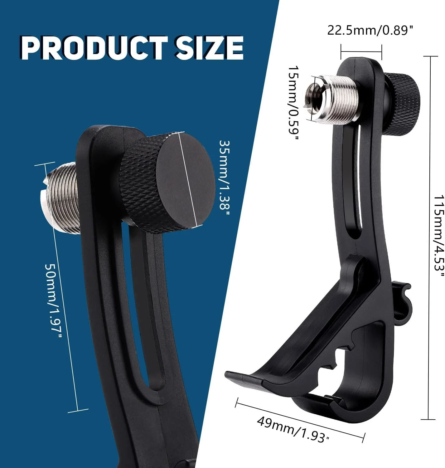 2 عدد گیره میکروفون درام قابل تنظیم، نگهدارنده های ضد ضربه میکروفون برای ضبط حرفه ای درام، گیره میکروفون ایمن برای سازهای کوبه ای، لوازم جانبی بادوام پایه میکروفون