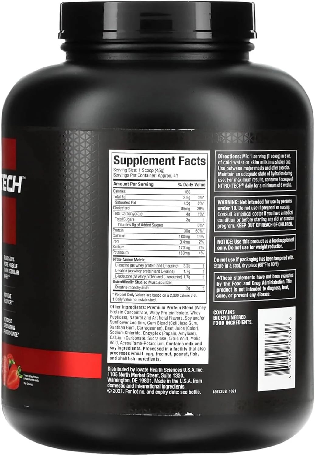 Muscletech NitroTech پروتئین وی، فرمول نهایی عضله سازی با ترکیبی منحصر به فرد از پروتئین وی ایزوله و پپتیدها - 30 گرم پروتئین، 3 گرم کراتین و 6.6 گرم BCAA، طعم توت فرنگی، 4.00 پوند Muscletech NitroTech پروتئین وی، فرمول نهایی عضله سازی با ترکیبی منحصر به فرد از پروتئین وی ایزوله و پپتیدها - 30 گرم پروتئین، 3 گرم کراتین و 6.6 گرم BCAA، طعم توت فرنگی، 4.00 پوند