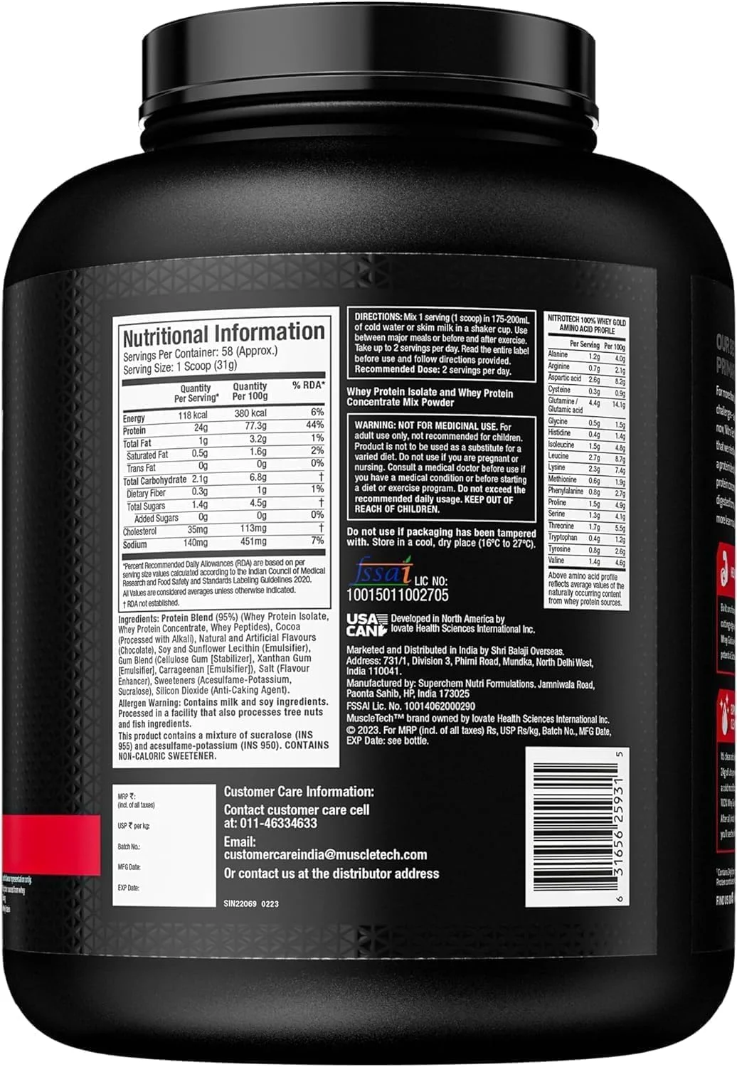 فرمول پروتئین وی نیترو تک Ultra Pure ماسل تک برای ریکاوری سریع، بدون گلوتن، حاوی 24 گرم پروتئین، 5.3 گرم BCAA و 4 گرم گلوتامین و پیش ساز پروتئین، نوشیدنی پروتئینی، شکلات دوبل غنی، 5.00 پوند