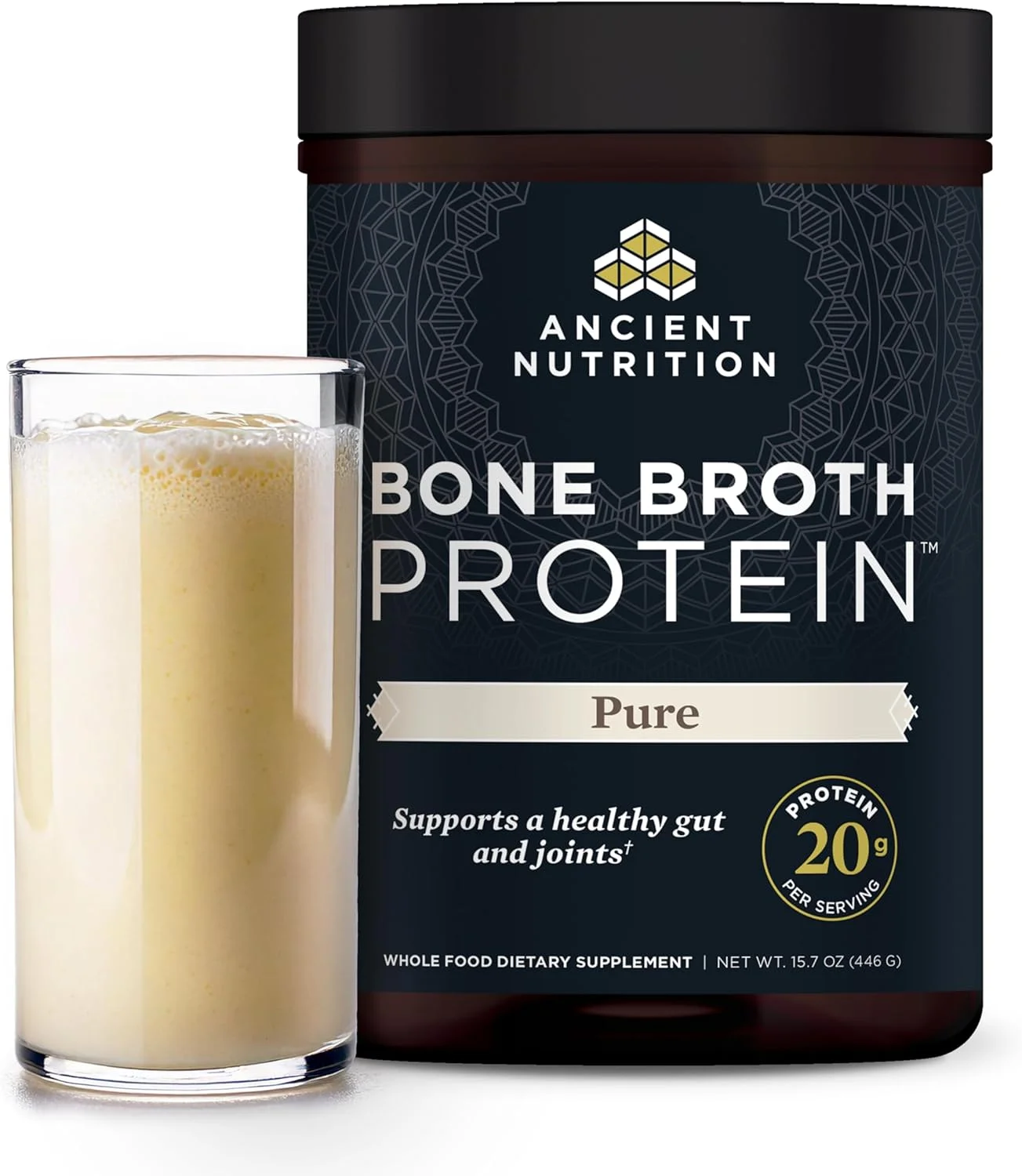 پروتئین آبگوشت استخوان، خالص، Ancient Nutrition، 446 گرم پروتئین آبگوشت استخوان، خالص، Ancient Nutrition، 446 گرم