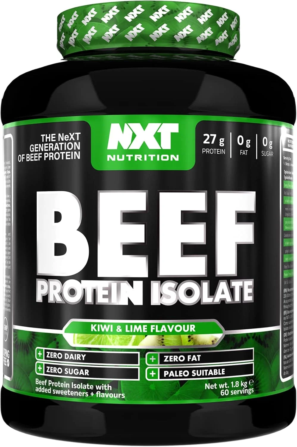 پودر پروتئین ایزوله گوشت گاو NXT Nutrition - پودر پروتئین سرشار از اسیدهای آمینه طبیعی - مناسب برای رژیم پالئو و کتو - فاقد لبنیات و گلوتن | 1.8 کیلوگرم (کیوی و لیمو)