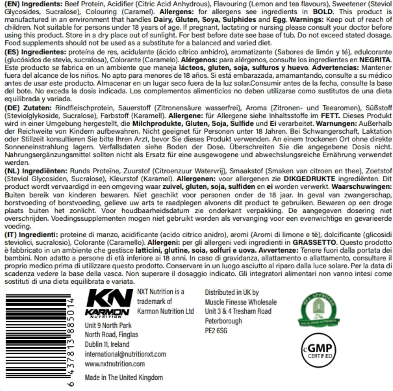 پودر پروتئین ایزوله گوشت گاو NXT Nutrition - پودر پروتئین، جایگزین پروتئین وی و پودر پروتئین وگان، حلال، بدون لاکتوز، لبنیات، گلوتن و سویا - 60 سروینگ 1.8 کیلوگرم طعم چای لیمو پودر پروتئین ایزوله گوشت گاو NXT Nutrition - پودر پروتئین، جایگزین پروتئین وی و پودر پروتئین وگان، حلال، بدون لاکتوز، لبنیات، گلوتن و سویا - 60 سروینگ 1.8 کیلوگرم طعم چای لیمو