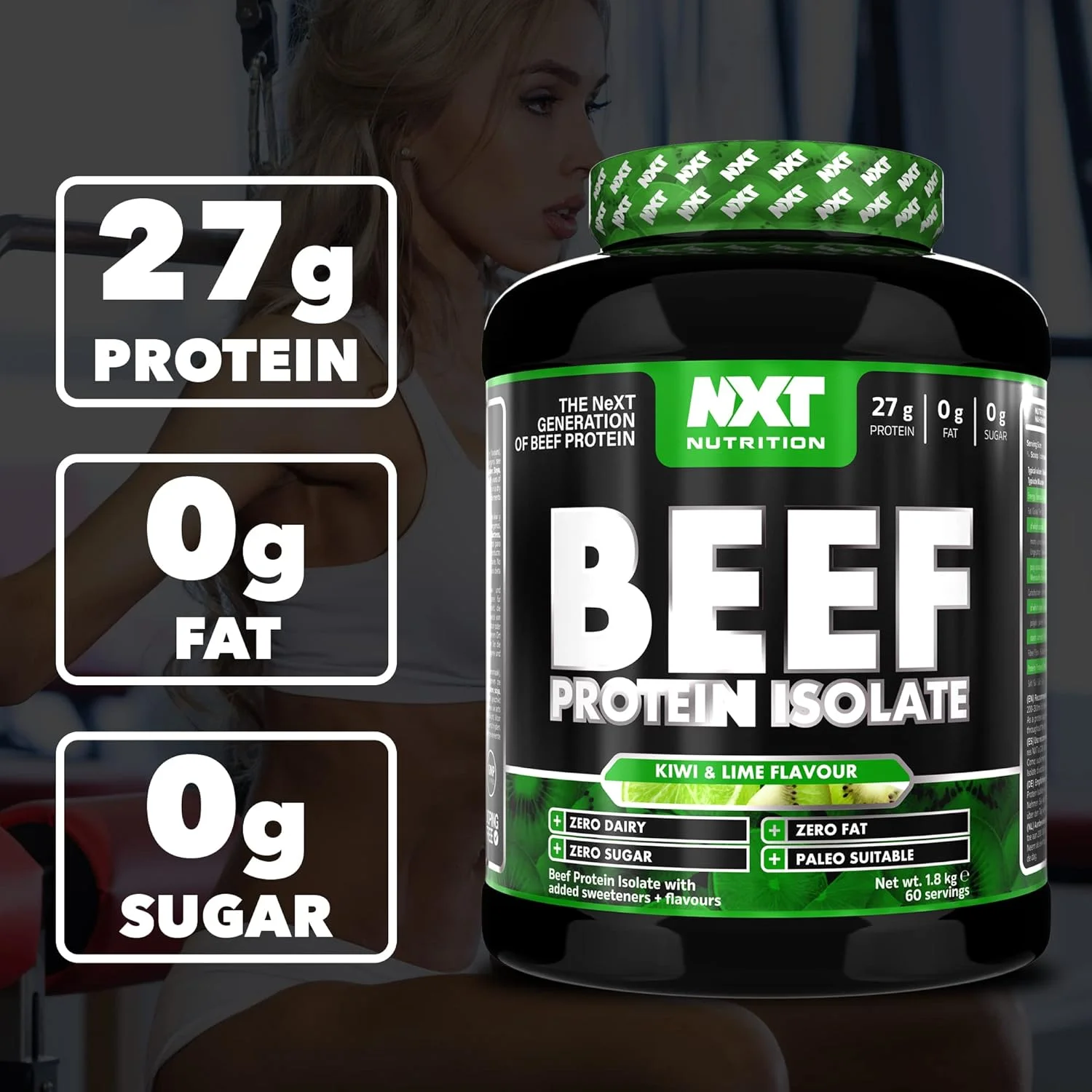 پودر پروتئین ایزوله گوشت گاو NXT Nutrition - پودر پروتئین سرشار از اسیدهای آمینه طبیعی - مناسب برای رژیم پالئو و کتو - فاقد لبنیات و گلوتن | 1.8 کیلوگرم (کیوی و لیمو) پودر پروتئین ایزوله گوشت گاو NXT Nutrition - پودر پروتئین سرشار از اسیدهای آمینه طبیعی - مناسب برای رژیم پالئو و کتو - فاقد لبنیات و گلوتن | 1.8 کیلوگرم (کیوی و لیمو)