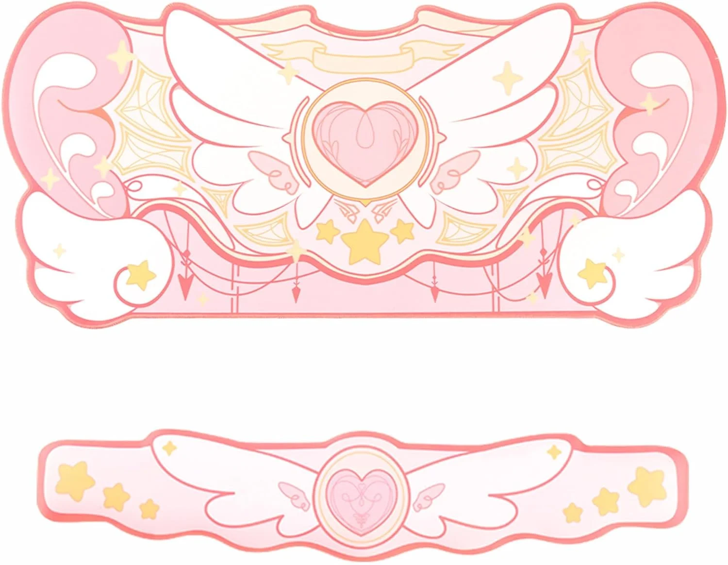 ست پد ماوس و استراحت مچ دست Kawaii GeekShare - پد رومیزی با پایه لاستیکی ضد لغزش و استراحت مچ دست فوم حافظه دار برای صفحه کلید و ماوس، ایده آل برای بازی، یا کار در خانه - سری بال های ستاره ای