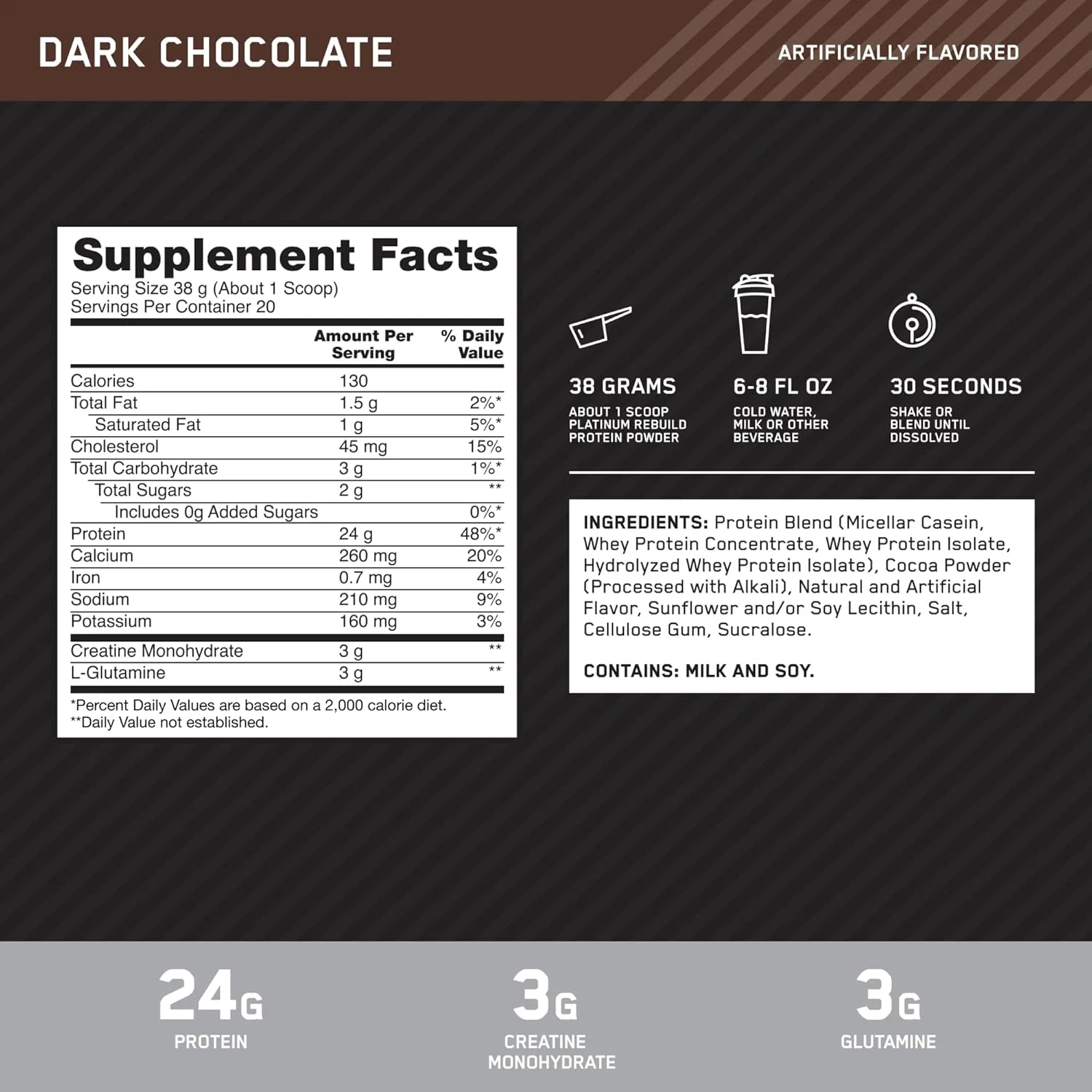 پودر پروتئین ترکیبی پلاتینیوم بازسازی اپتیموم نوتریشن با کراتین مونوهیدرات، شکلات تلخ، 20 سروینگ پودر پروتئین ترکیبی پلاتینیوم بازسازی اپتیموم نوتریشن با کراتین مونوهیدرات، شکلات تلخ، 20 سروینگ