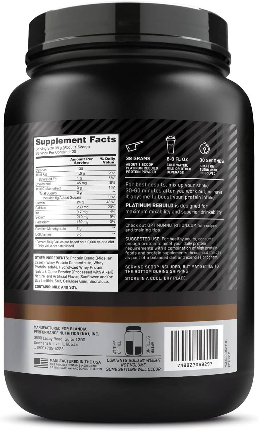 پودر پروتئین ترکیبی پلاتینیوم بازسازی اپتیموم نوتریشن با کراتین مونوهیدرات، شکلات تلخ، 20 سروینگ پودر پروتئین ترکیبی پلاتینیوم بازسازی اپتیموم نوتریشن با کراتین مونوهیدرات، شکلات تلخ، 20 سروینگ