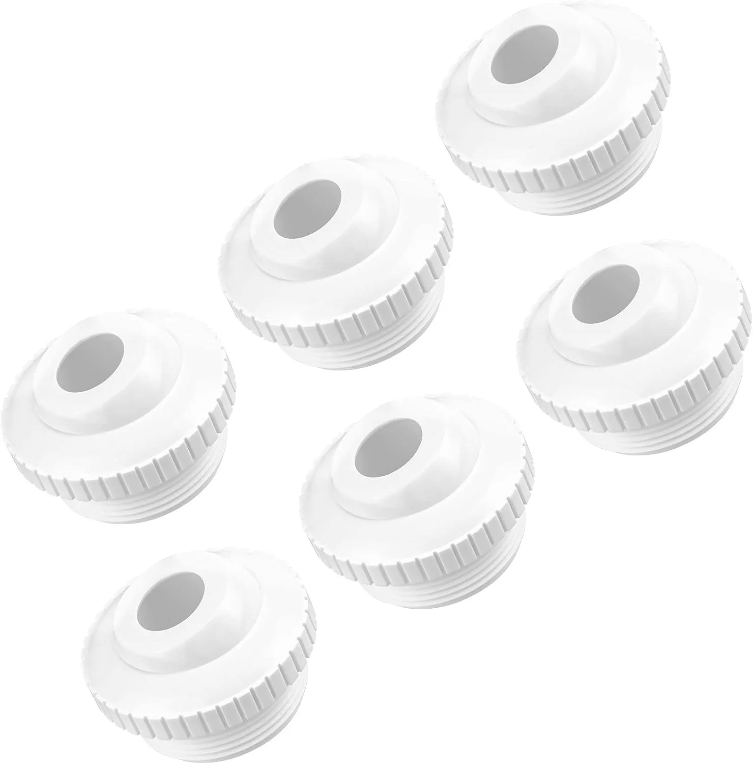 نازل جت استخر THE WHITE SHOP، 6 عددی، نازل جت ورودی چشمی جریان جهت دار 3/4 اینچ، اتصالات قطعات جایگزین جت برگشتی استخر با لوازم جانبی استخر رزوه MIP 1-1/2 اینچی برای تمیز کردن