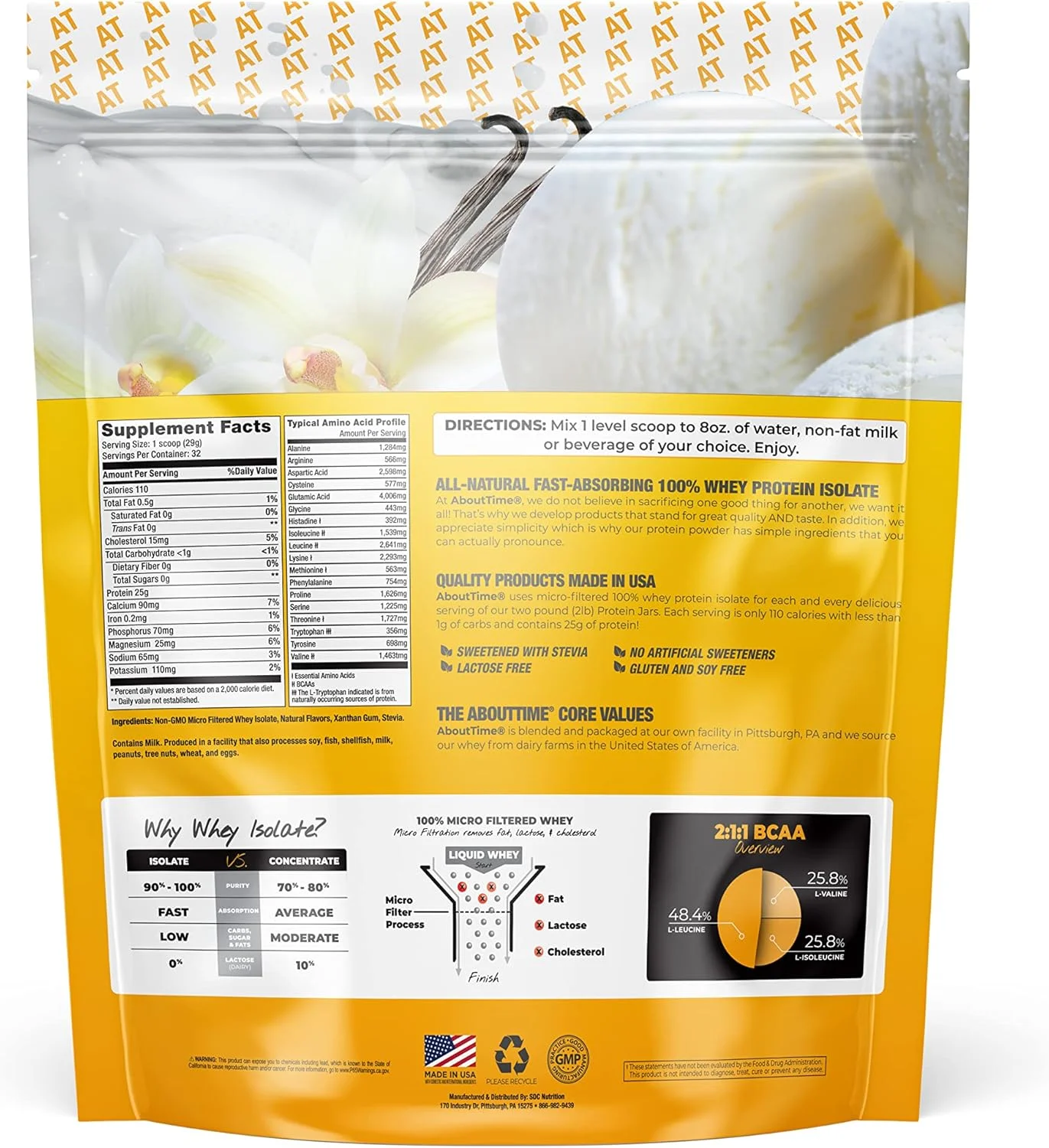 پروتئین وی ایزوله About Time، غیر GMO، کاملا طبیعی، بدون لاکتوز/گلوتن، 25 گرم (وانیلی - 2 پوند) پروتئین وی ایزوله About Time، غیر GMO، کاملا طبیعی، بدون لاکتوز/گلوتن، 25 گرم (وانیلی - 2 پوند)