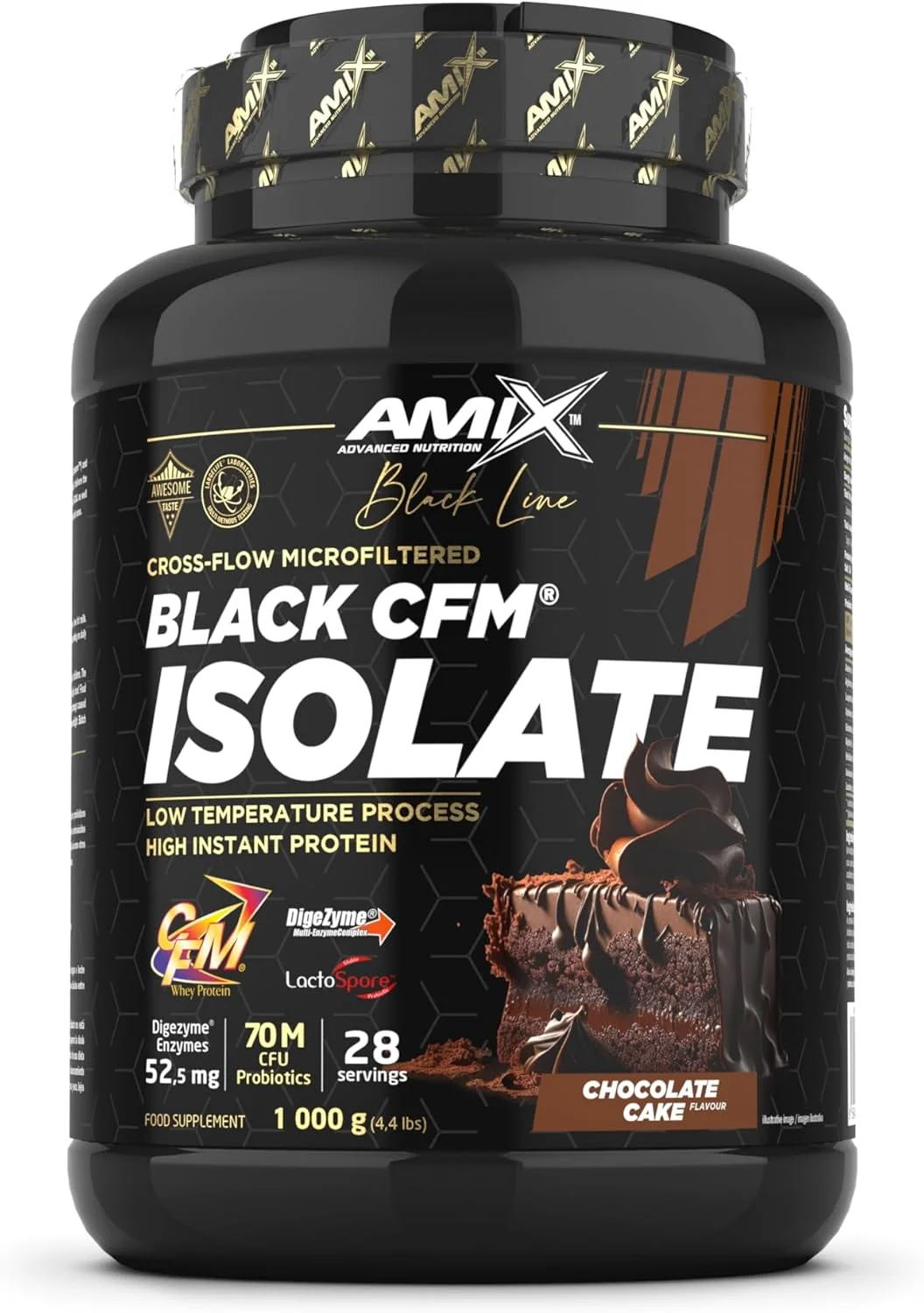 Amix | پروتئین BLACK CFM ISOLATE - کمک به حفظ توده عضلانی - حاوی آنزیم های گوارشی - هضم آسان - جذب سریع - پودر پروتئین - 1 کیلوگرم - طعم کیک شکلاتی Amix | پروتئین BLACK CFM ISOLATE - کمک به حفظ توده عضلانی - حاوی آنزیم های گوارشی - هضم آسان - جذب سریع - پودر پروتئین - 1 کیلوگرم - طعم کیک شکلاتی