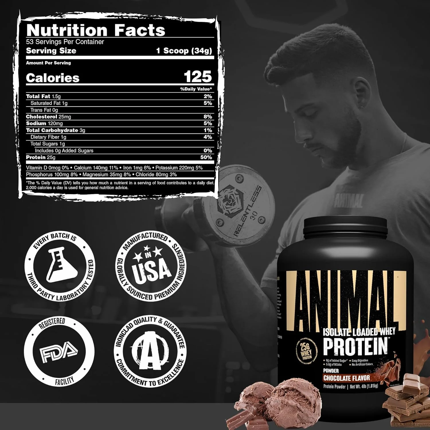 پودر پروتئین وی ایزوله Animal Universal Nutrition، طعم شکلات، 4 پوند پودر پروتئین وی ایزوله Animal Universal Nutrition، طعم شکلات، 4 پوند